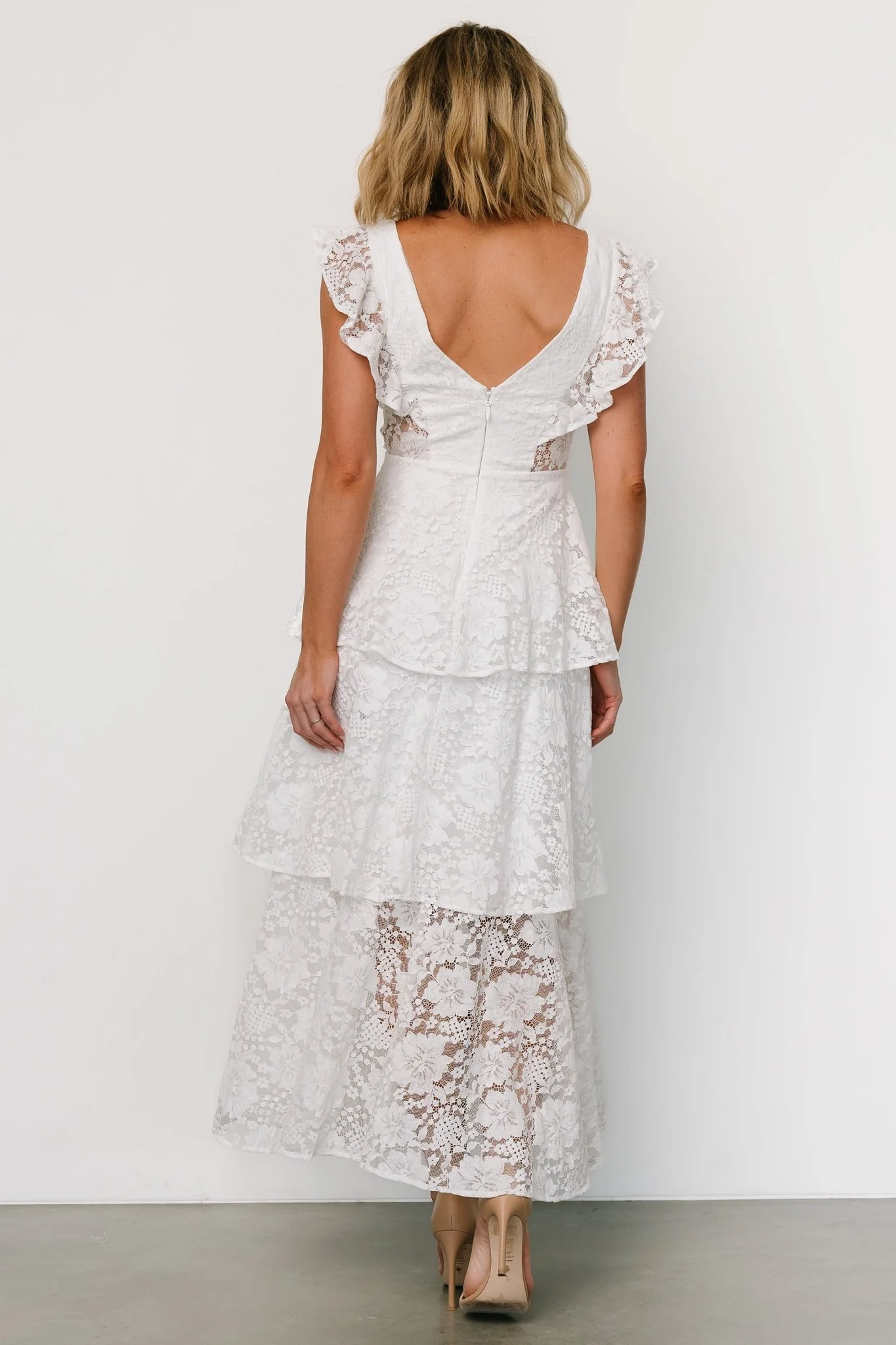 Margot Lace Tiered Maxi Dress | Off White