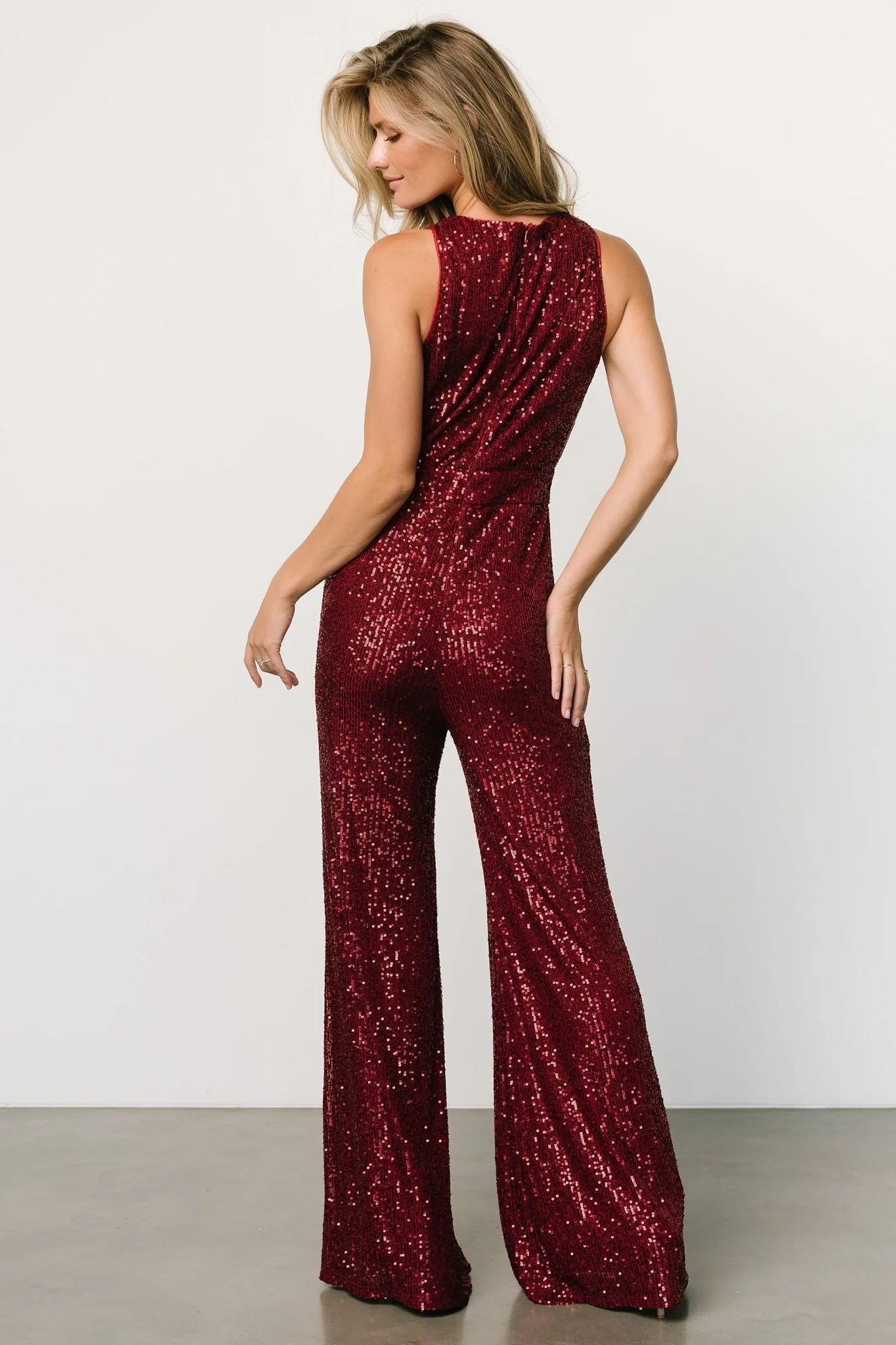 Hillary Sequin Jumpsuit | Wine