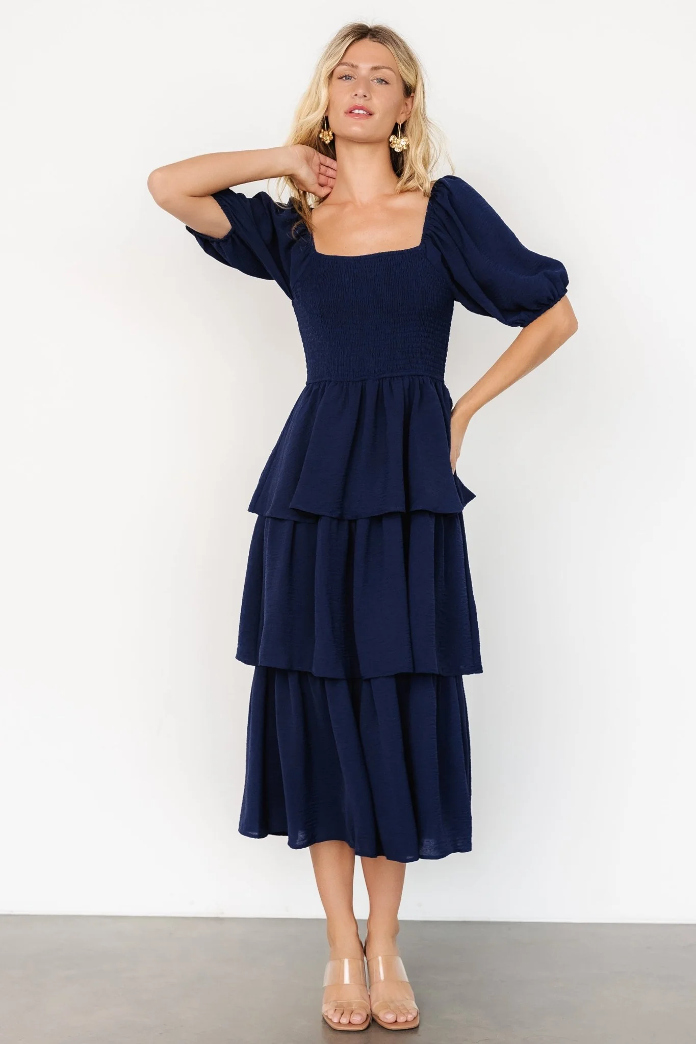 Ashbourne Tiered Dress | Midnight Blue