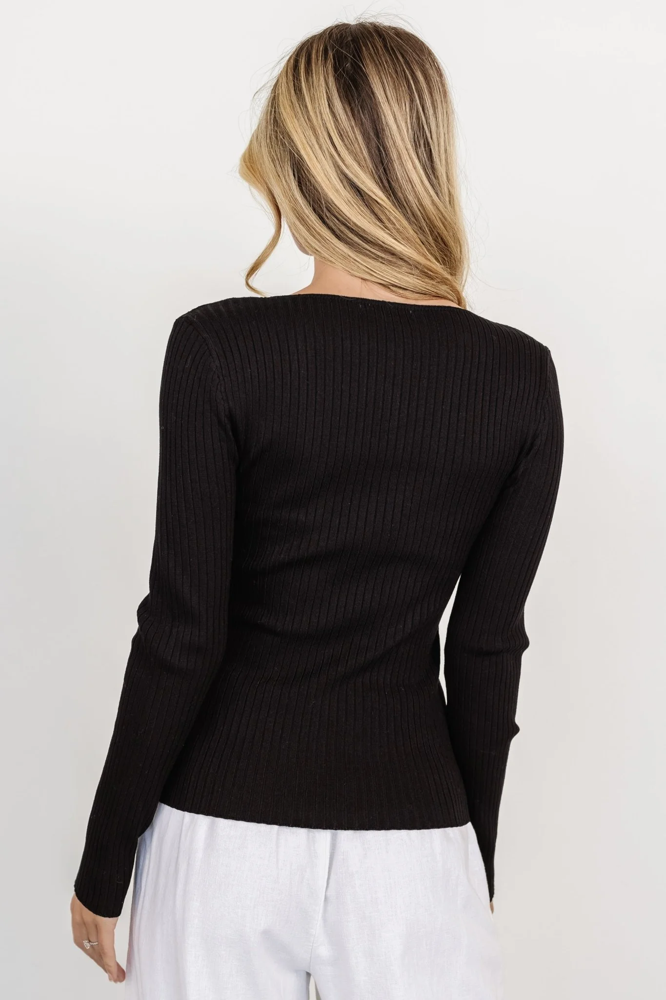 Morris Ribbed Knit Top | Black