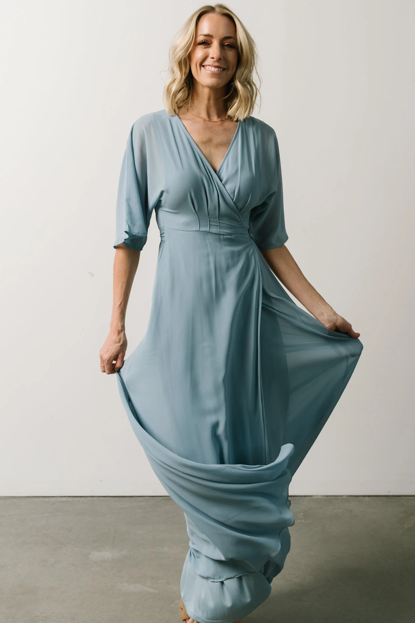 Lilly Wrap Maxi Dress | Dusty Blue