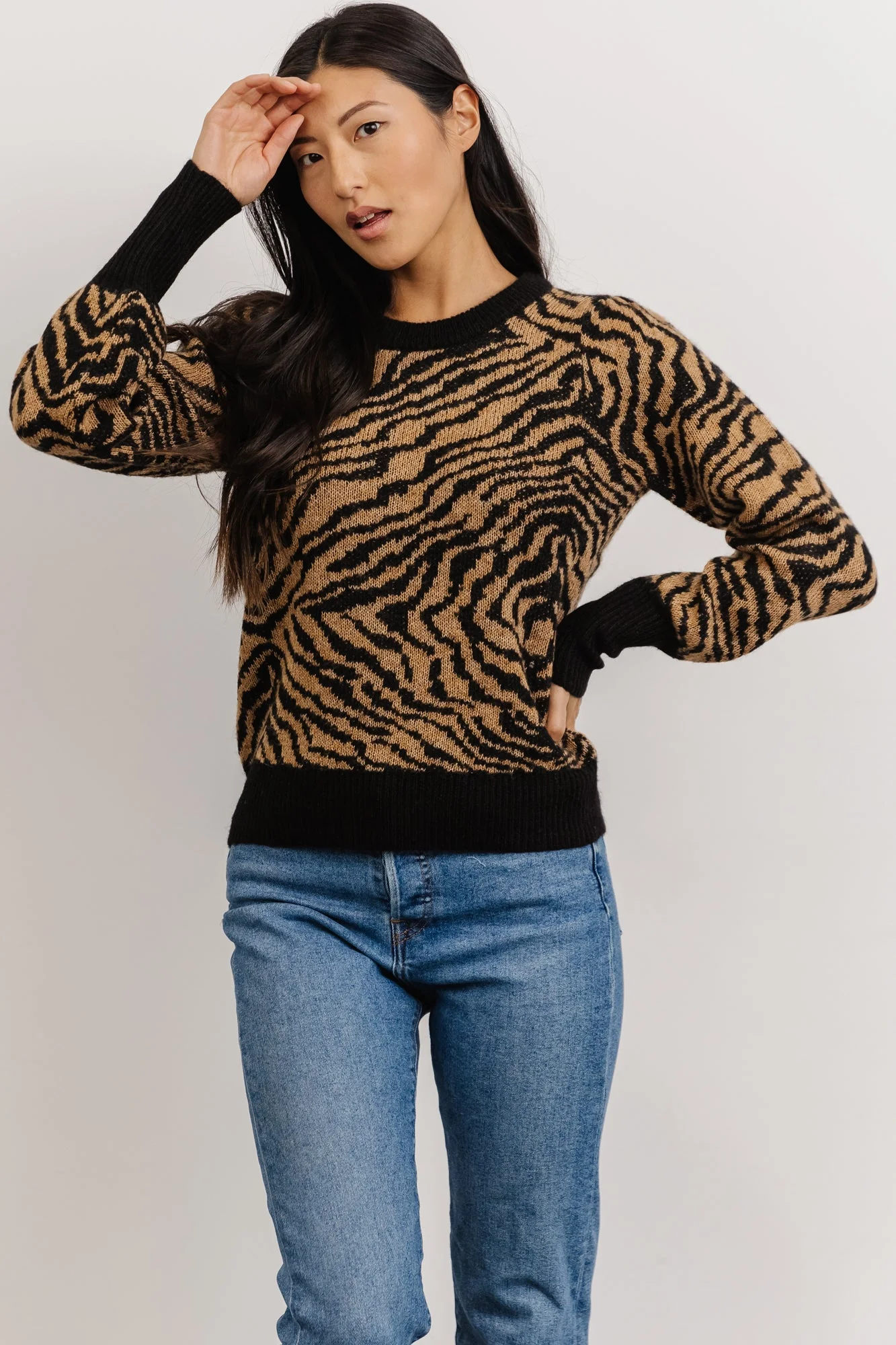 Mariam Knit Sweater | Black + Camel