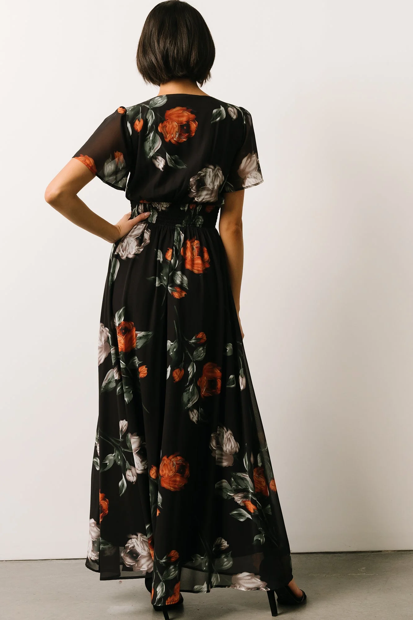 Birdie Maxi Dress | Black + Rust Floral