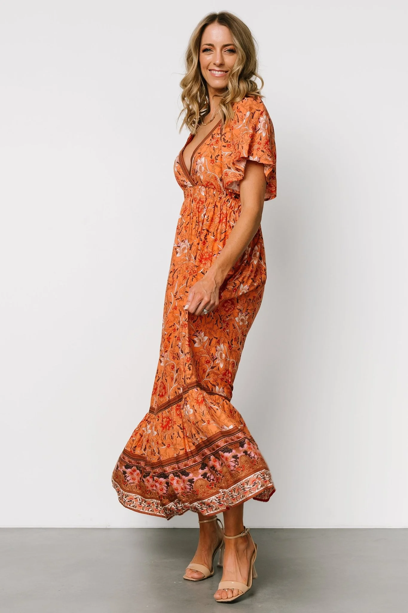 Marietta Maxi Dress | Orange Floral