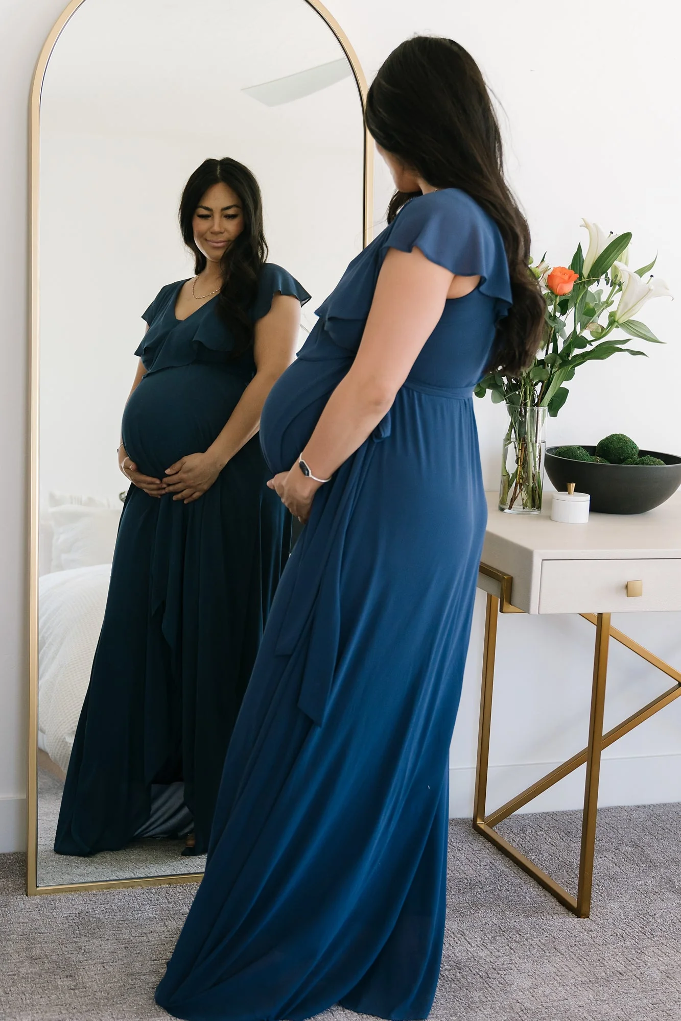 Katya Ruffle Maxi Dress | Navy