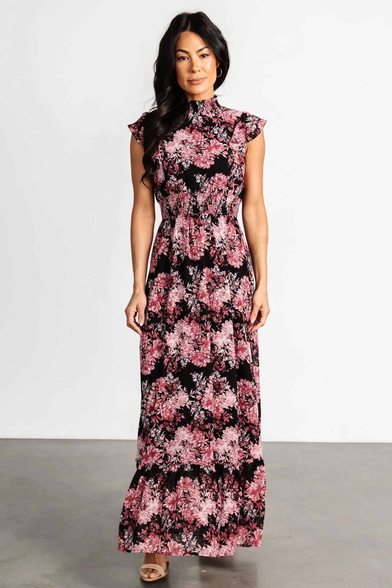 Kearny Ruffle Maxi Dress | Black + Mauve
