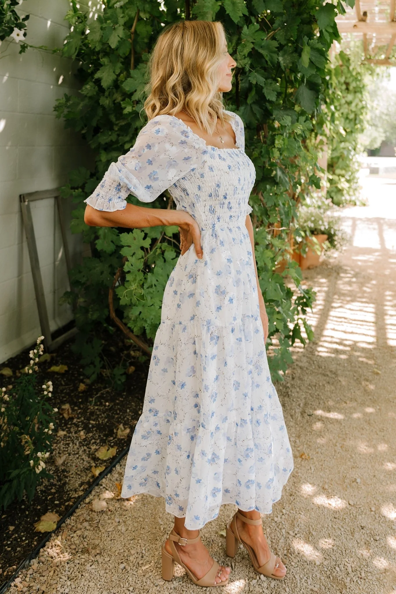 Fabian Jacquard Midi Dress | Blue Floral
