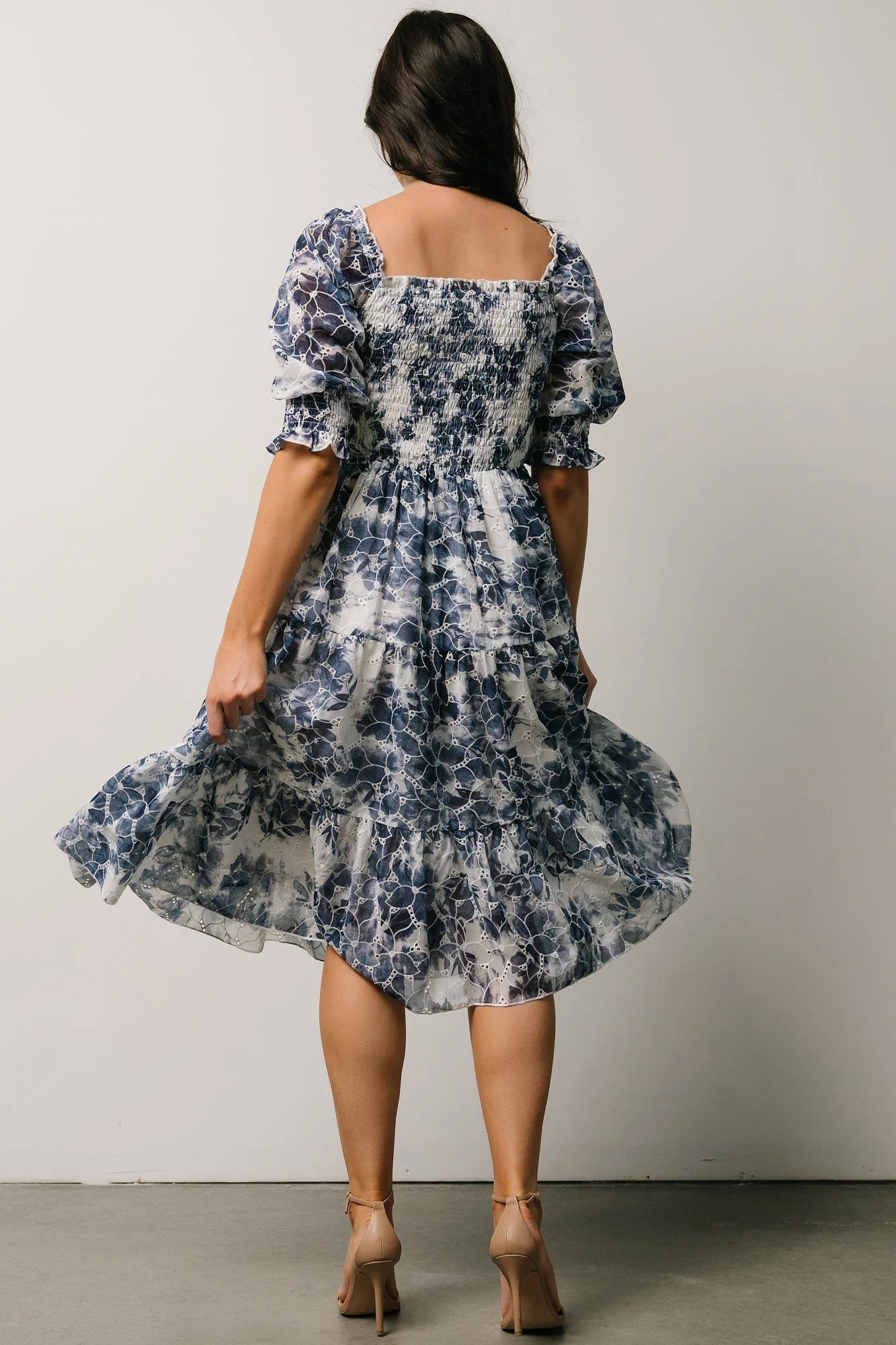 Hazel Eyelet Midi Dress | Navy