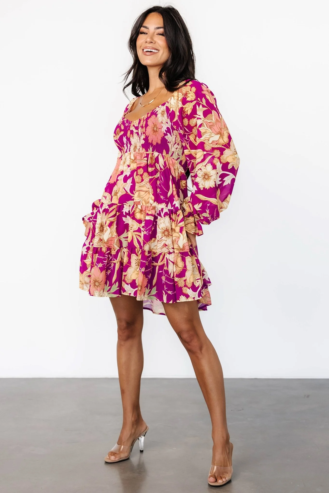 Rubi Short Dress | Magenta Multi Floral