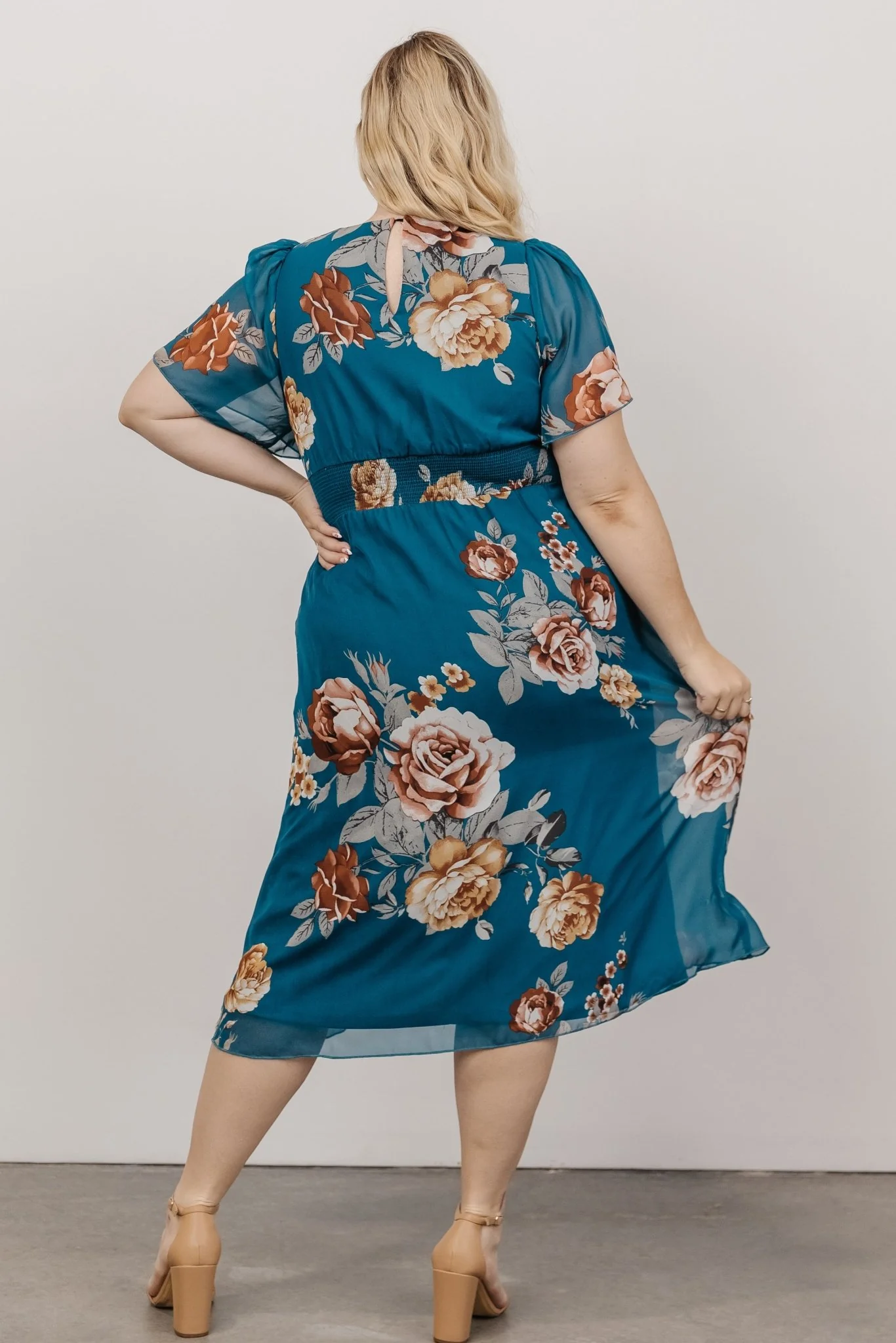 Sarah Smocked Midi Dress | Blue Floral