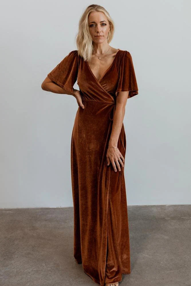 Meghan Velvet Wrap Maxi Dress | Spice