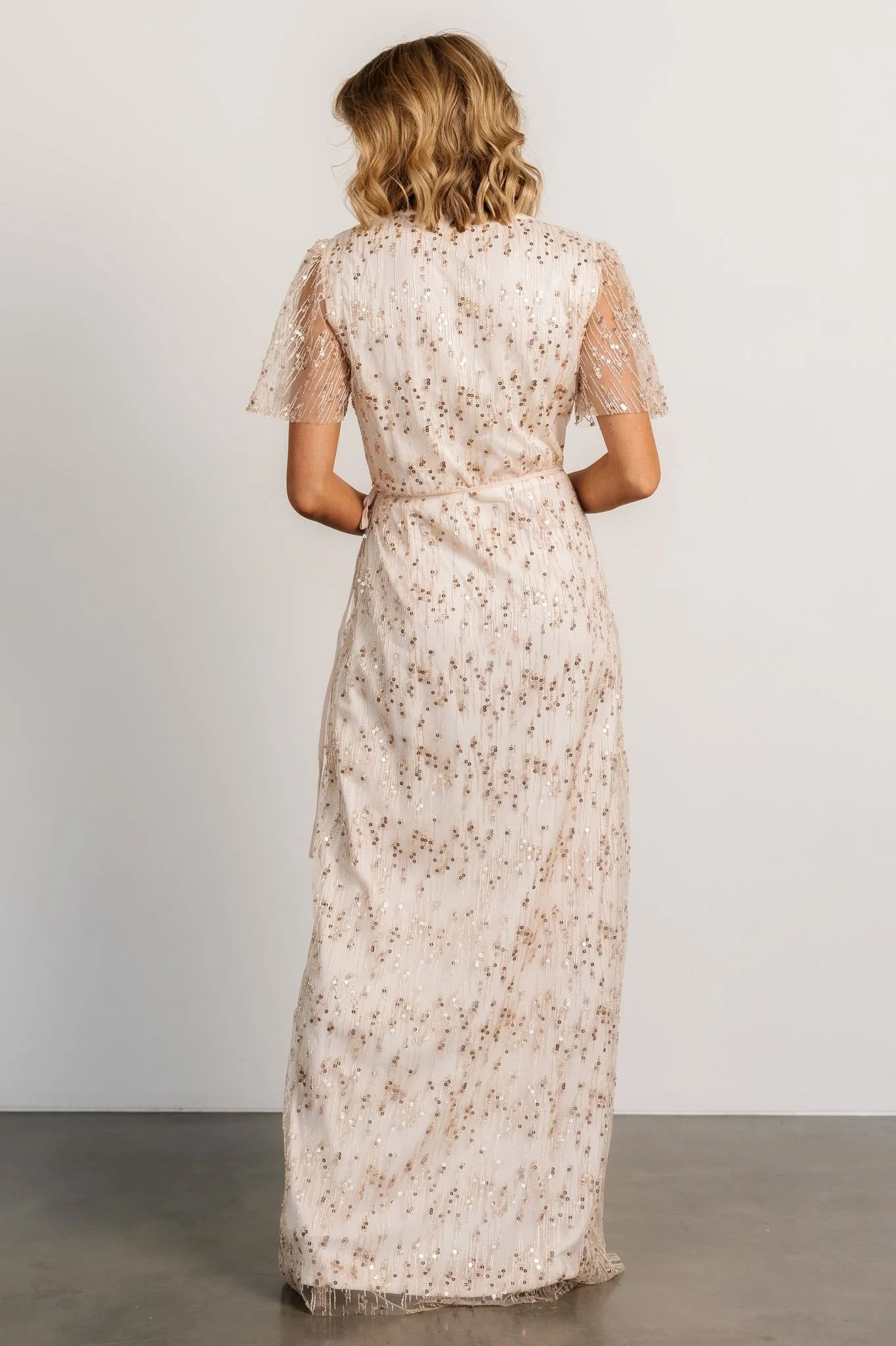 Liza Sequin Wrap Maxi Dress | Rose Gold