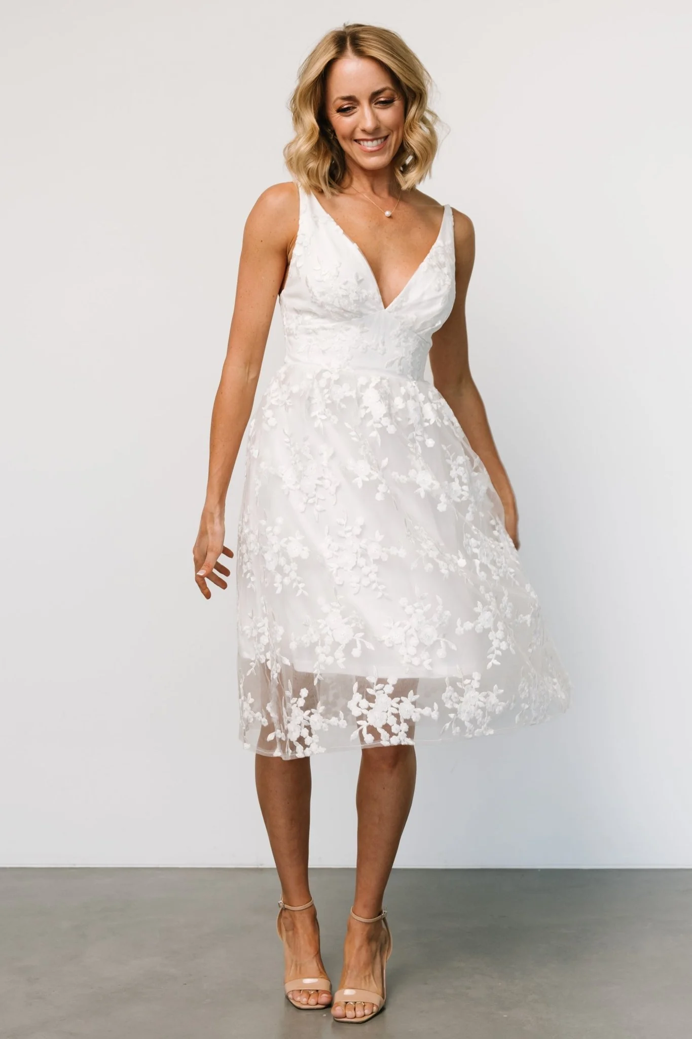 Dante Applique Midi Dress | Off White