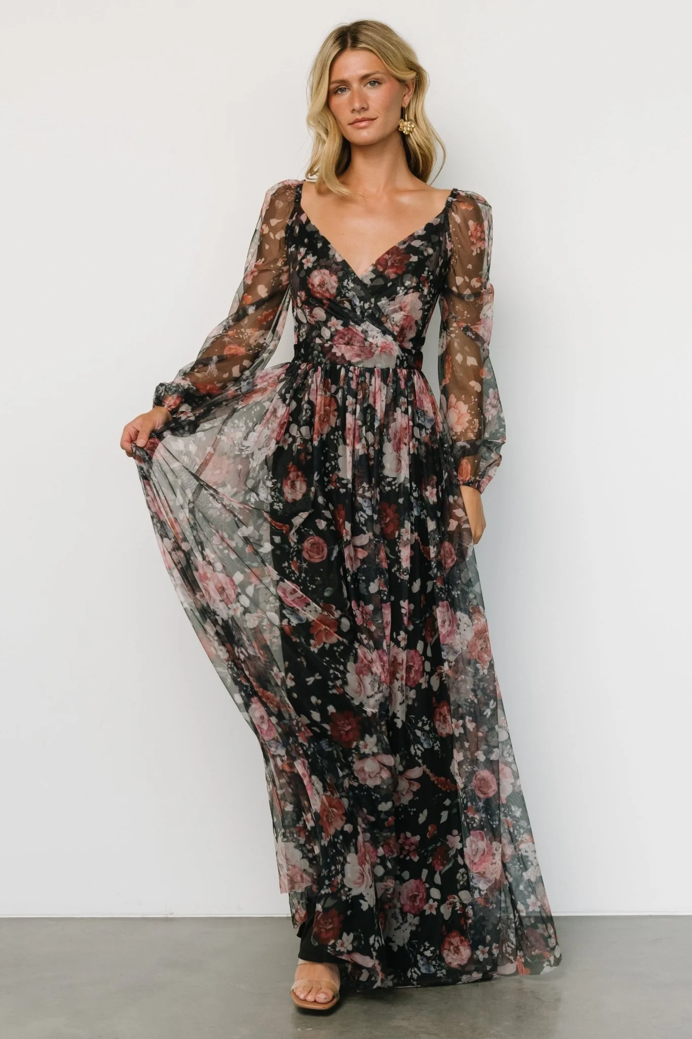 Desiree Tulle Maxi Dress | Black + Berry
