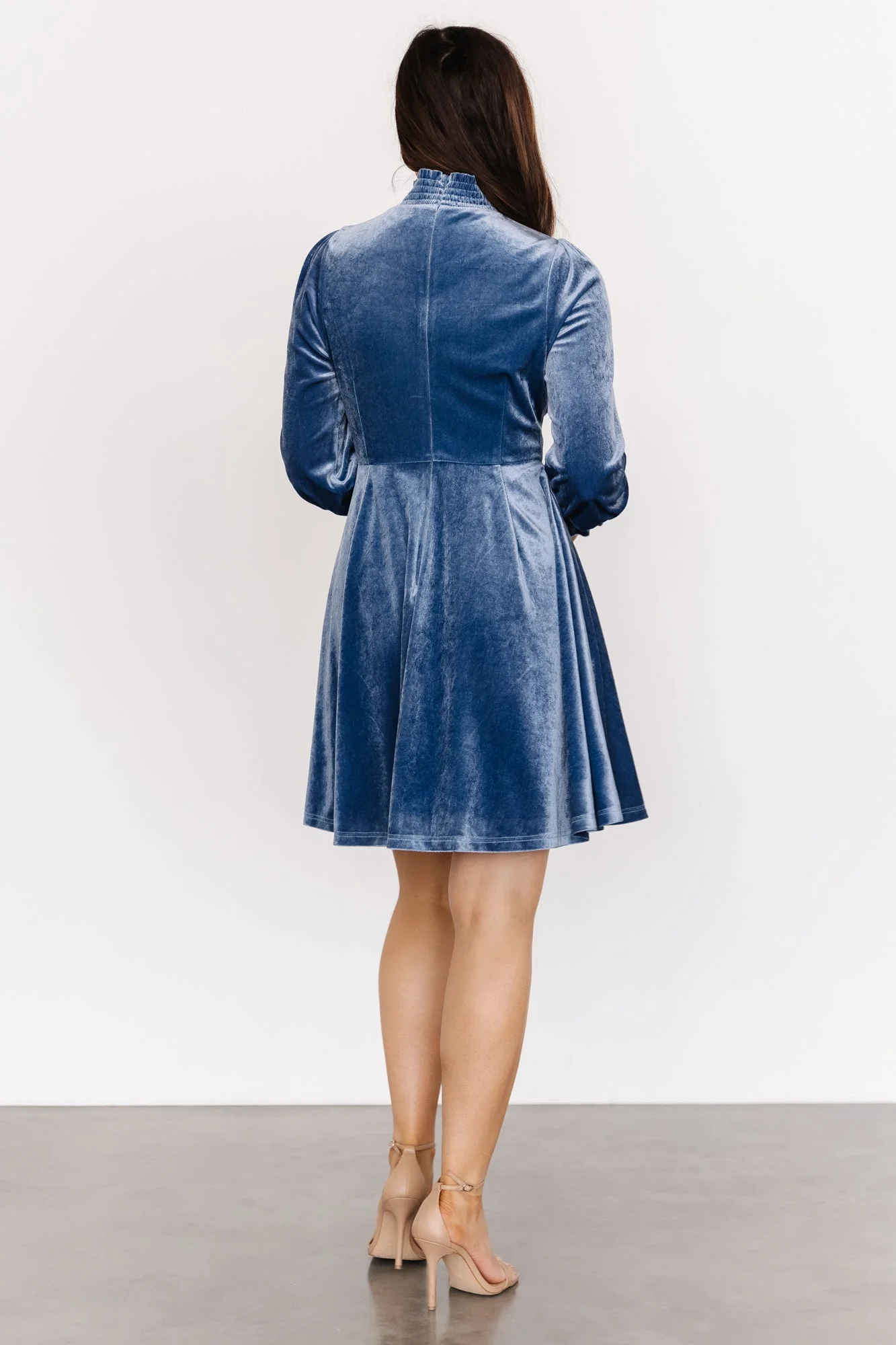 Tina Velvet Short Dress | Blue