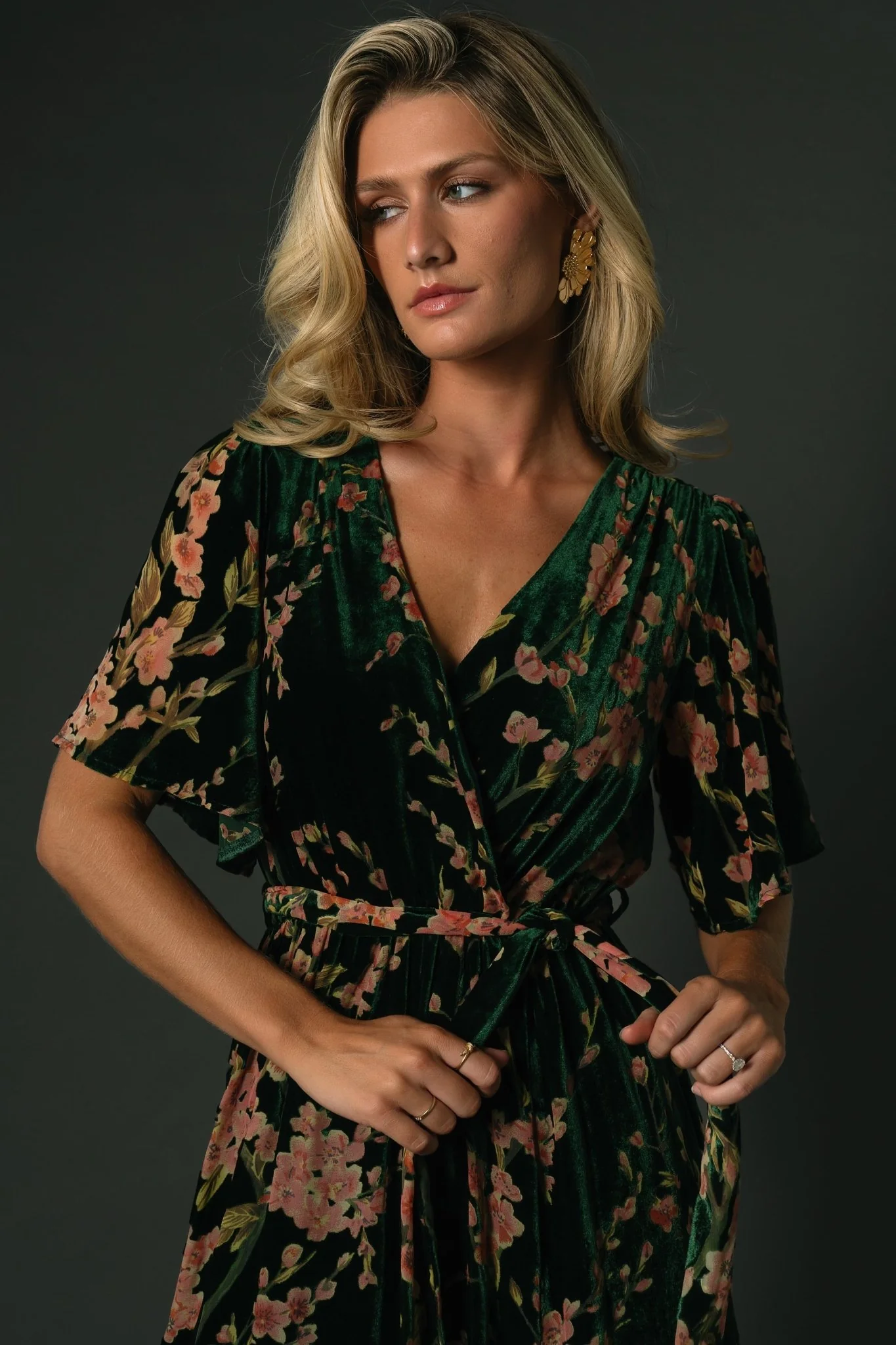 Uma Velvet Maxi Dress | Green Floral