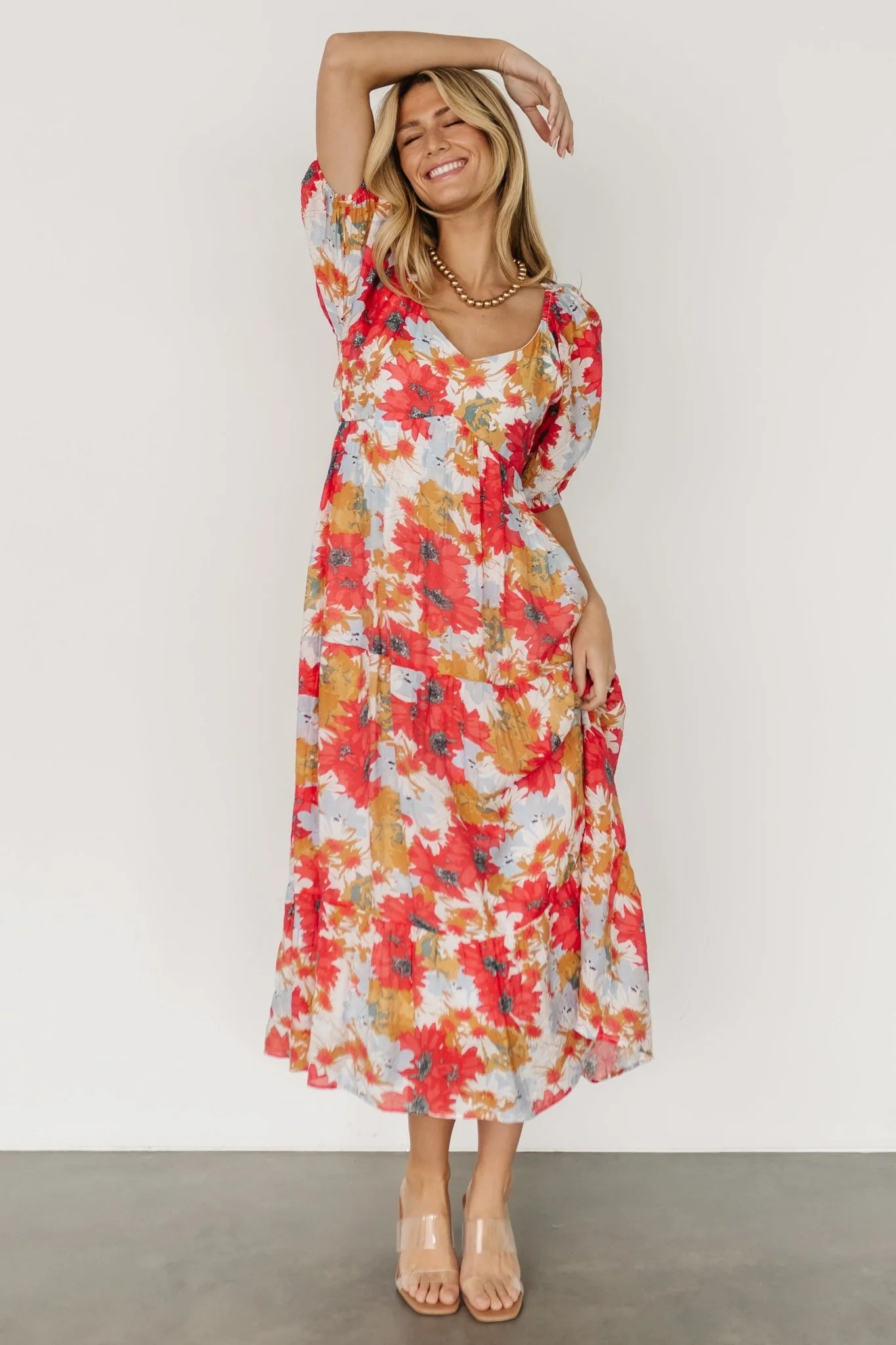 Denton Midi Dress | Red Multi