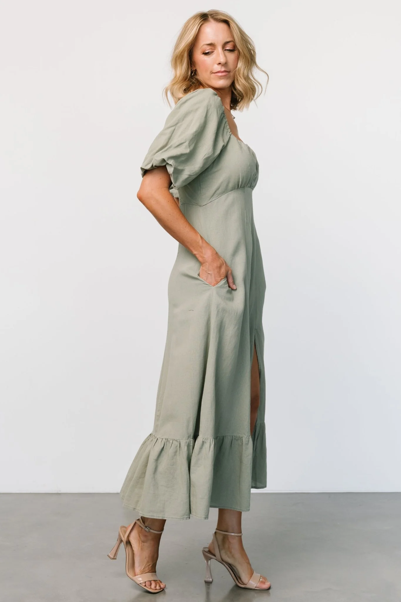 Millie Linen Dress | Light Olive