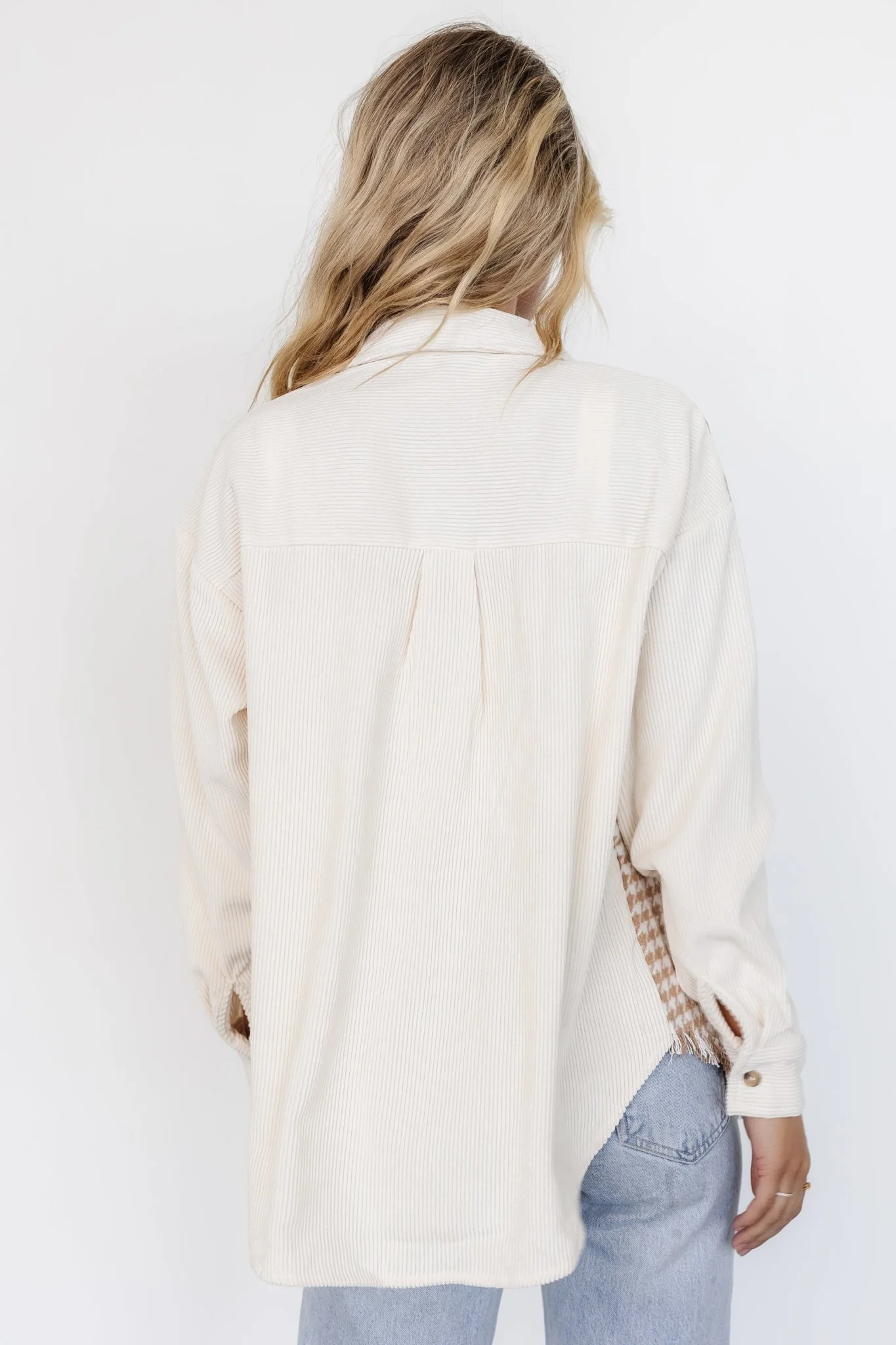 Montreal Houndstooth Shacket | Taupe + Ivory