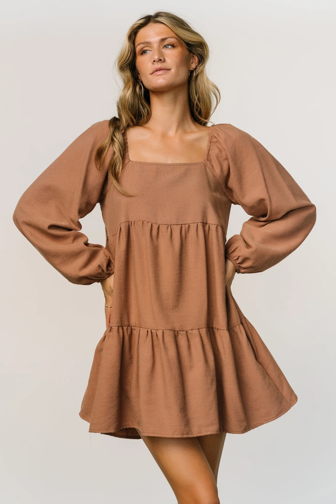 Selena Tiered Mini Dress | Dusty Mauve