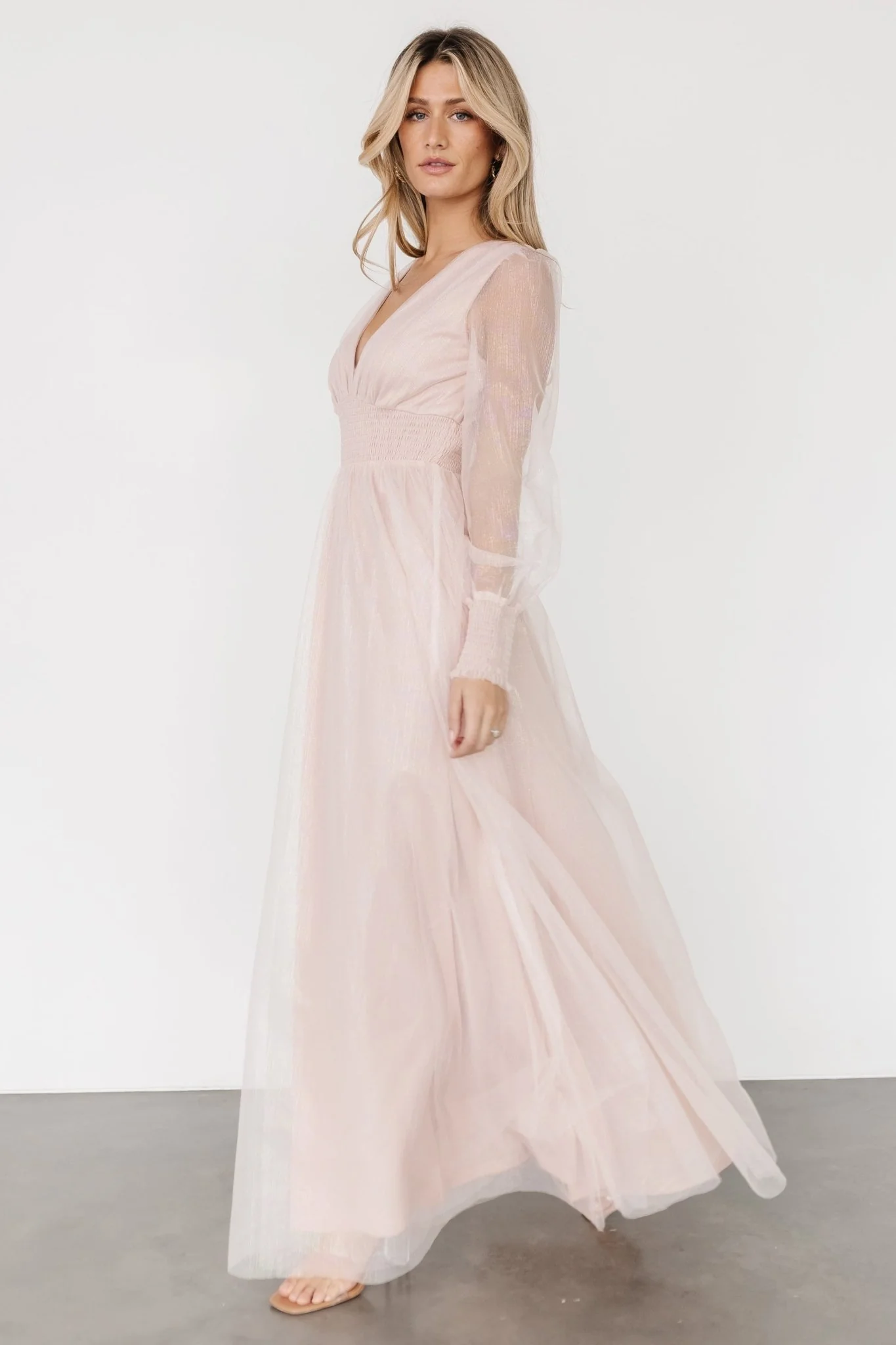 Layla Tulle Maxi Dress | Shimmer Pink