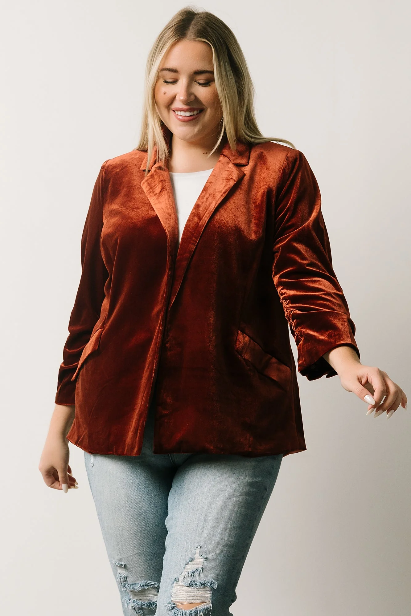 Brinton Velvet Blazer | Cinnamon