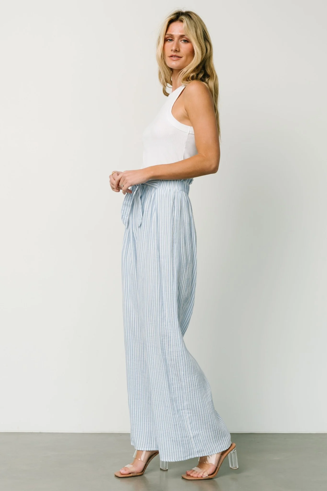 Delphi Wide Leg Pants | Blue Stripe