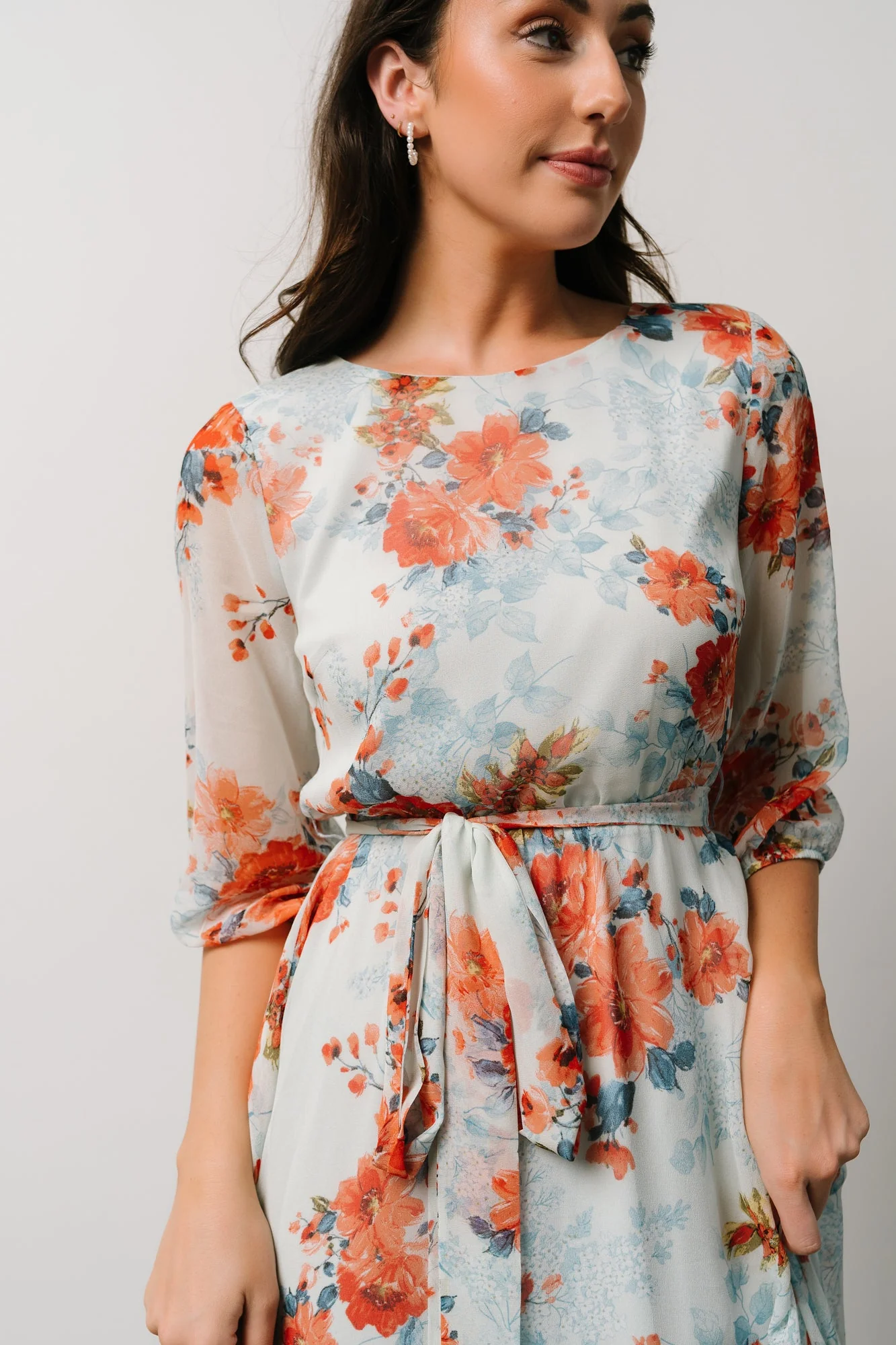 Rebecca Maxi Dress | Blue + Coral Blossom