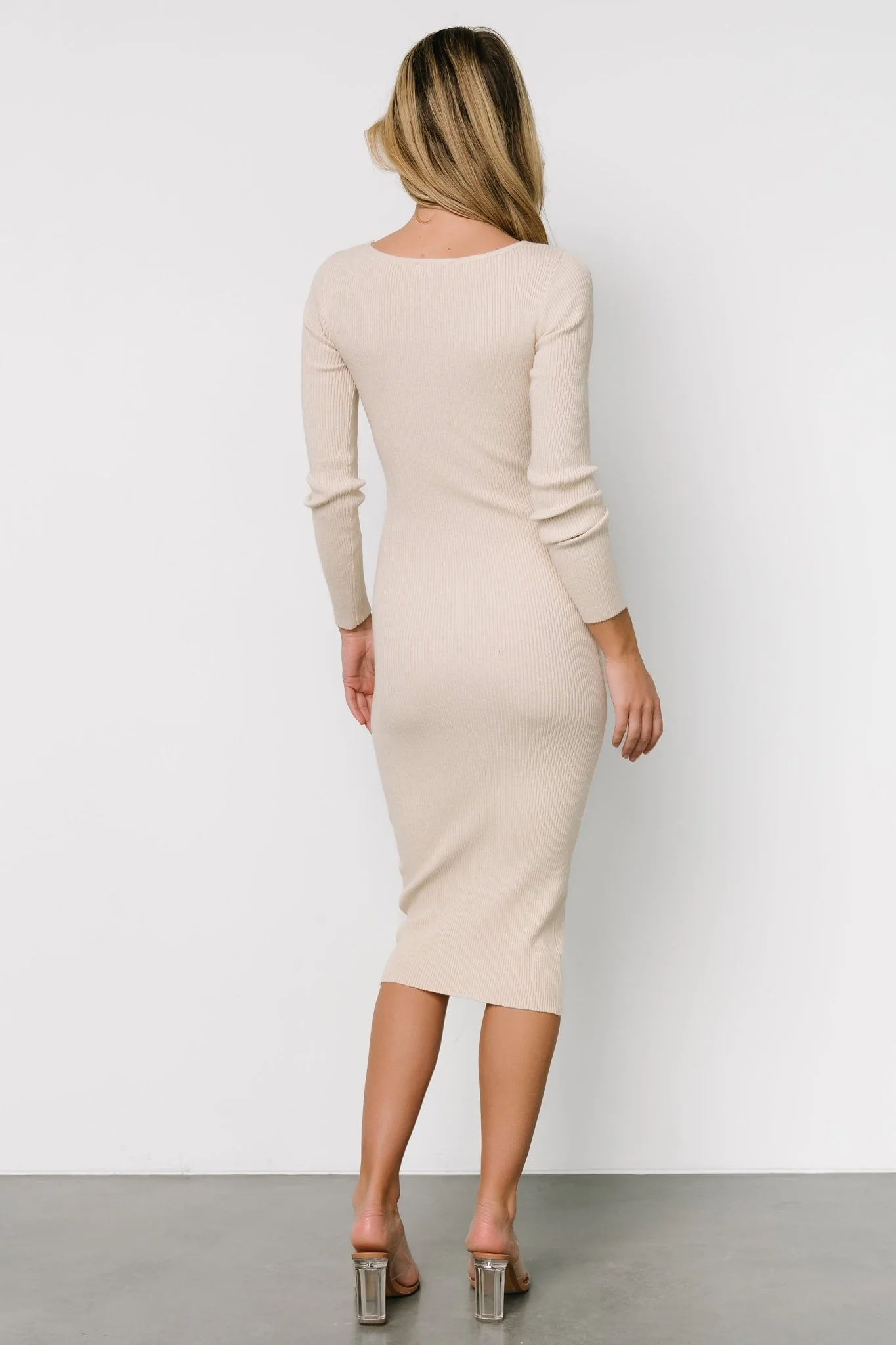 Eve Ribbed Midi Dress | Ivory