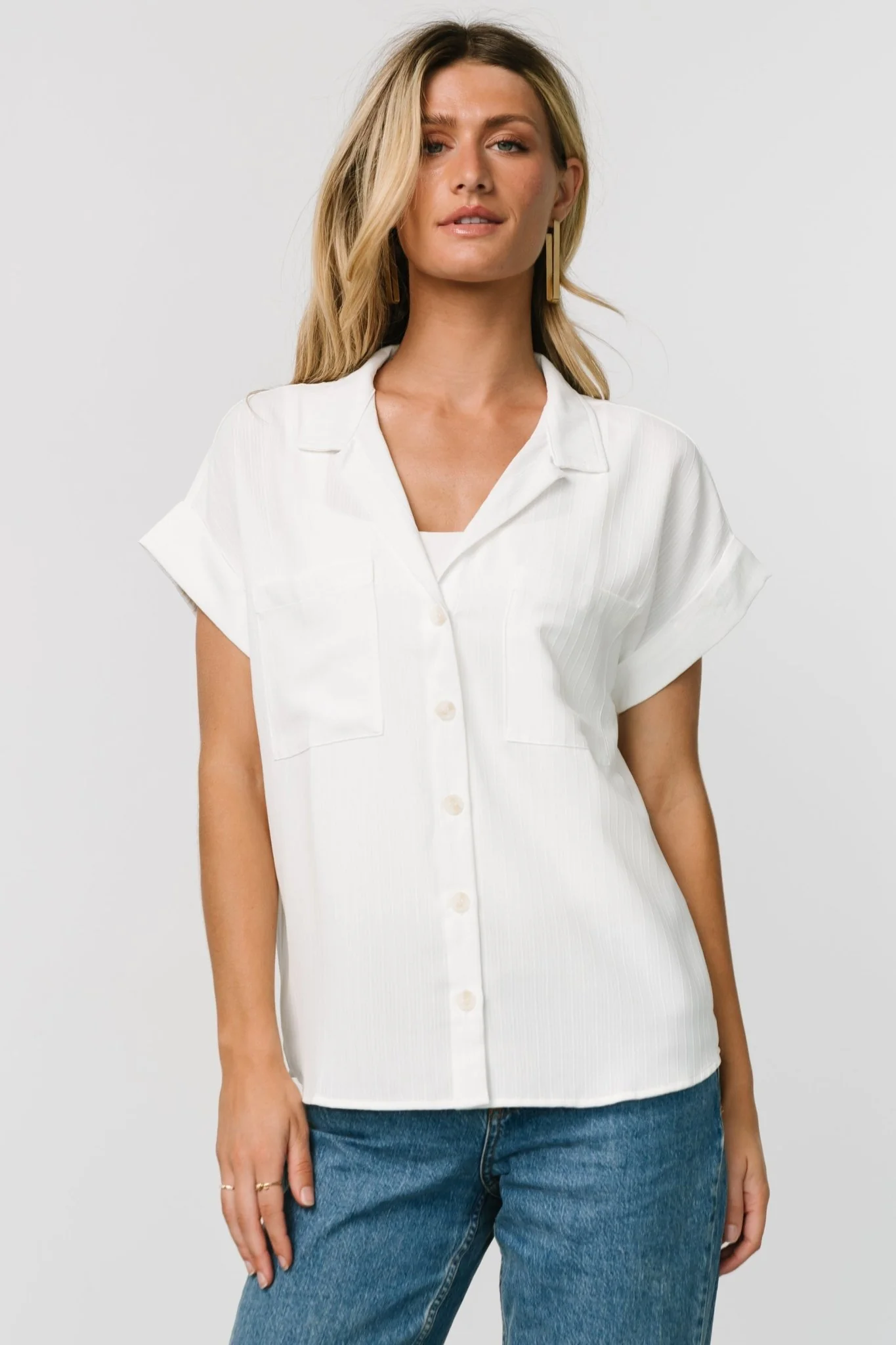 Shaylee Button Up Top | Off White