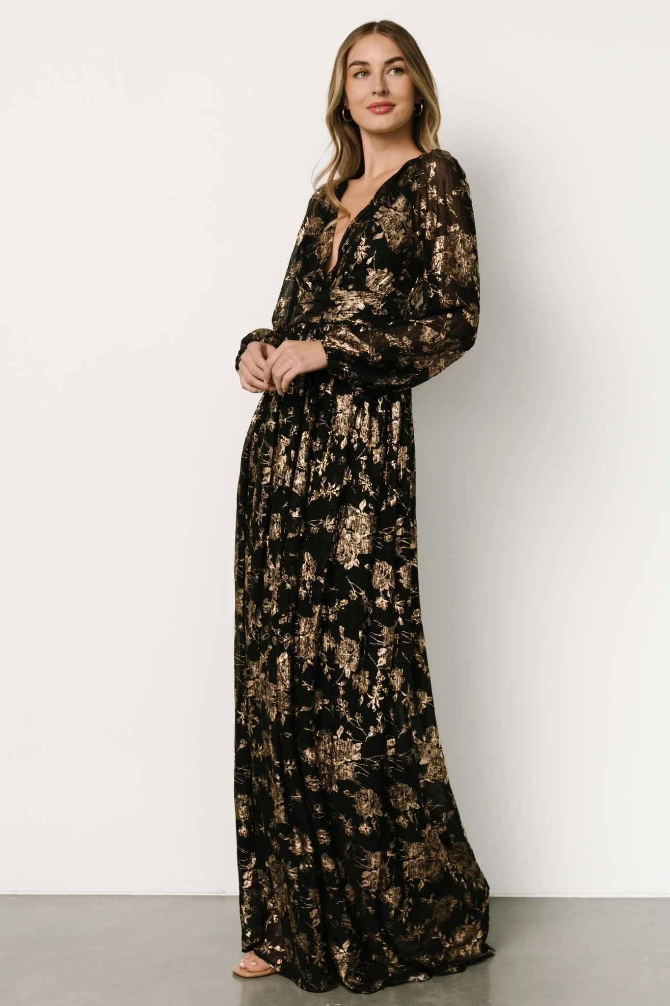 Charlene Maxi Dress | Black + Gold
