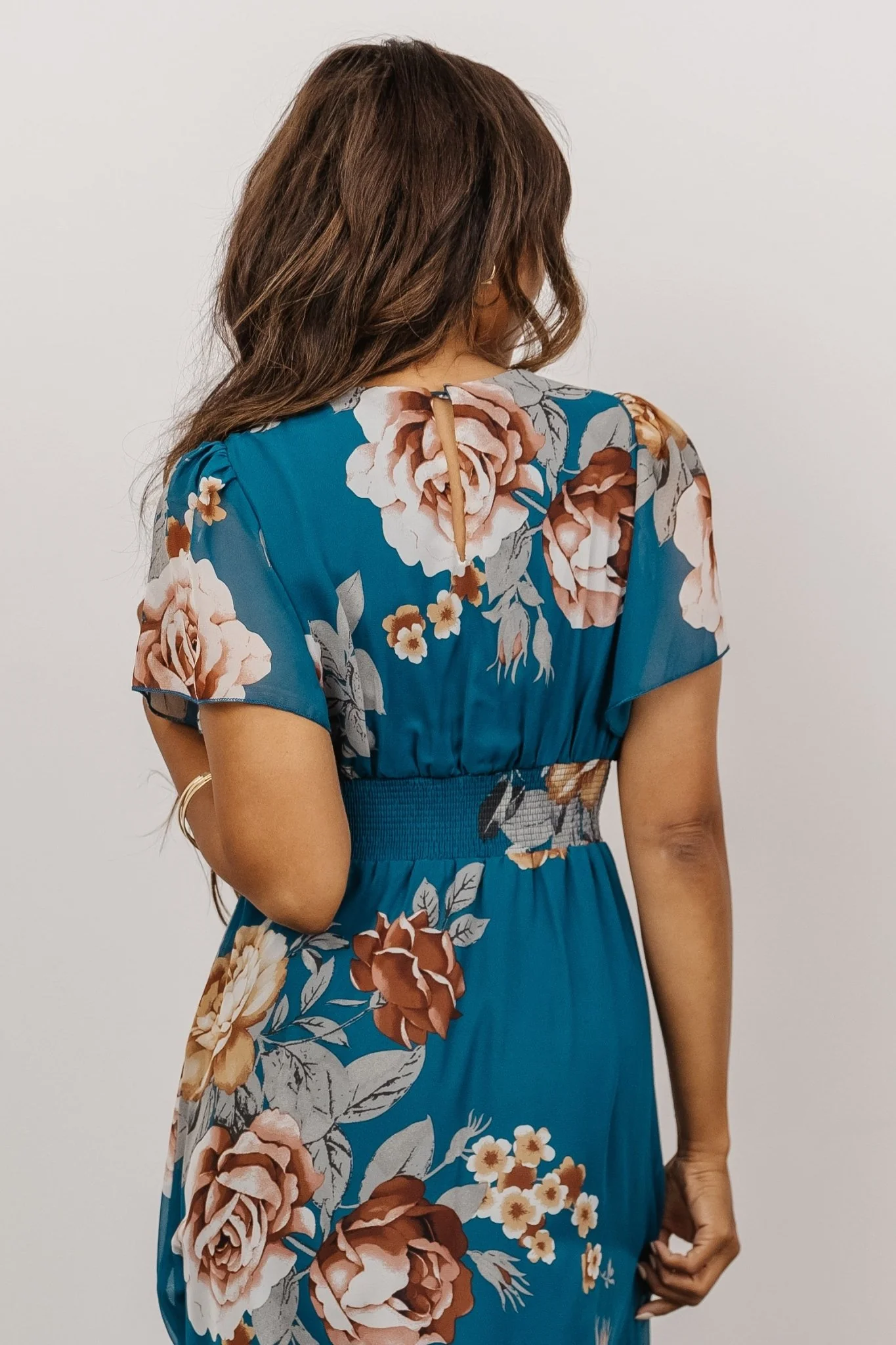 Sarah Smocked Midi Dress | Blue Floral