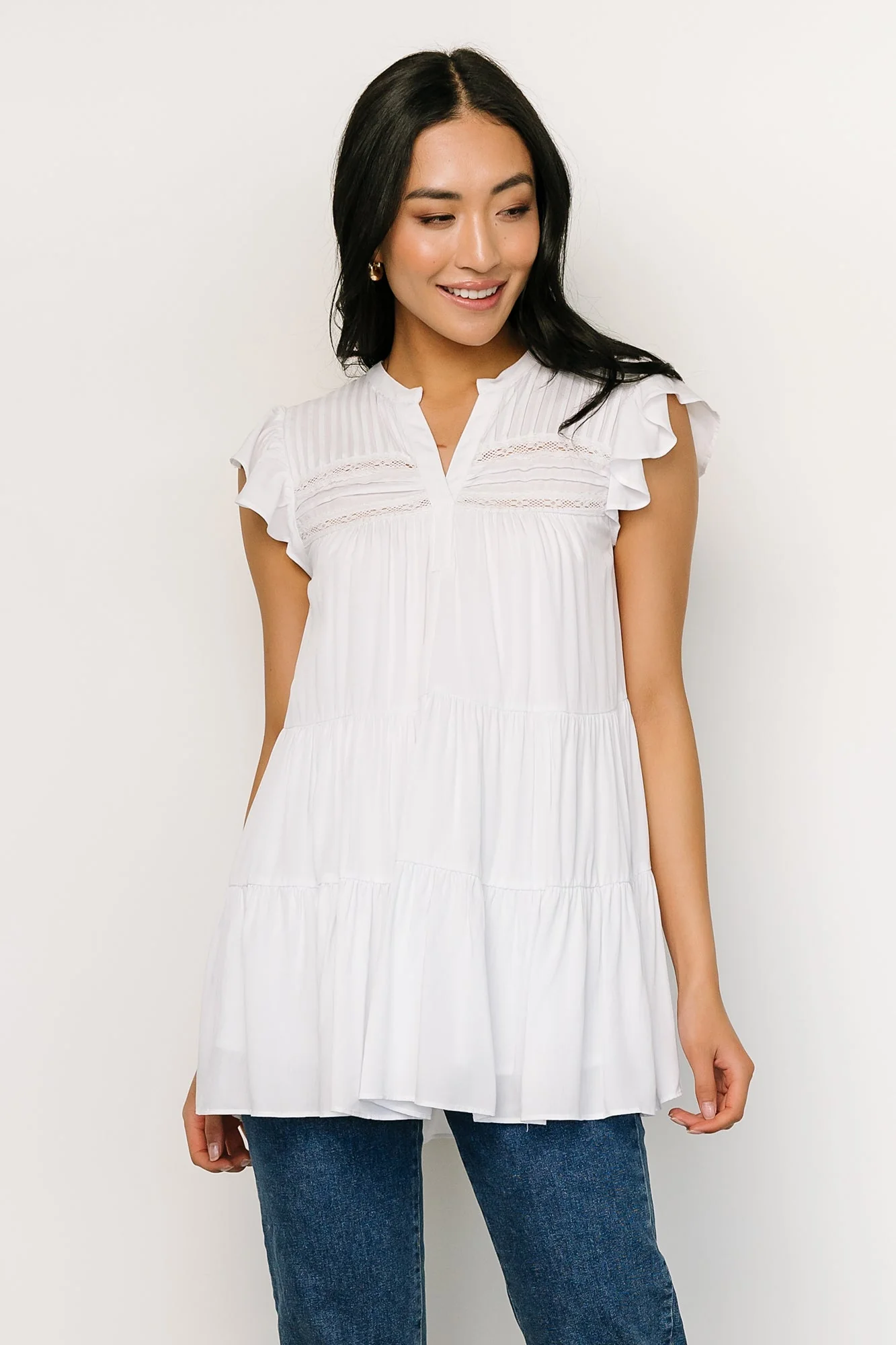 Margaret Tiered Top | White