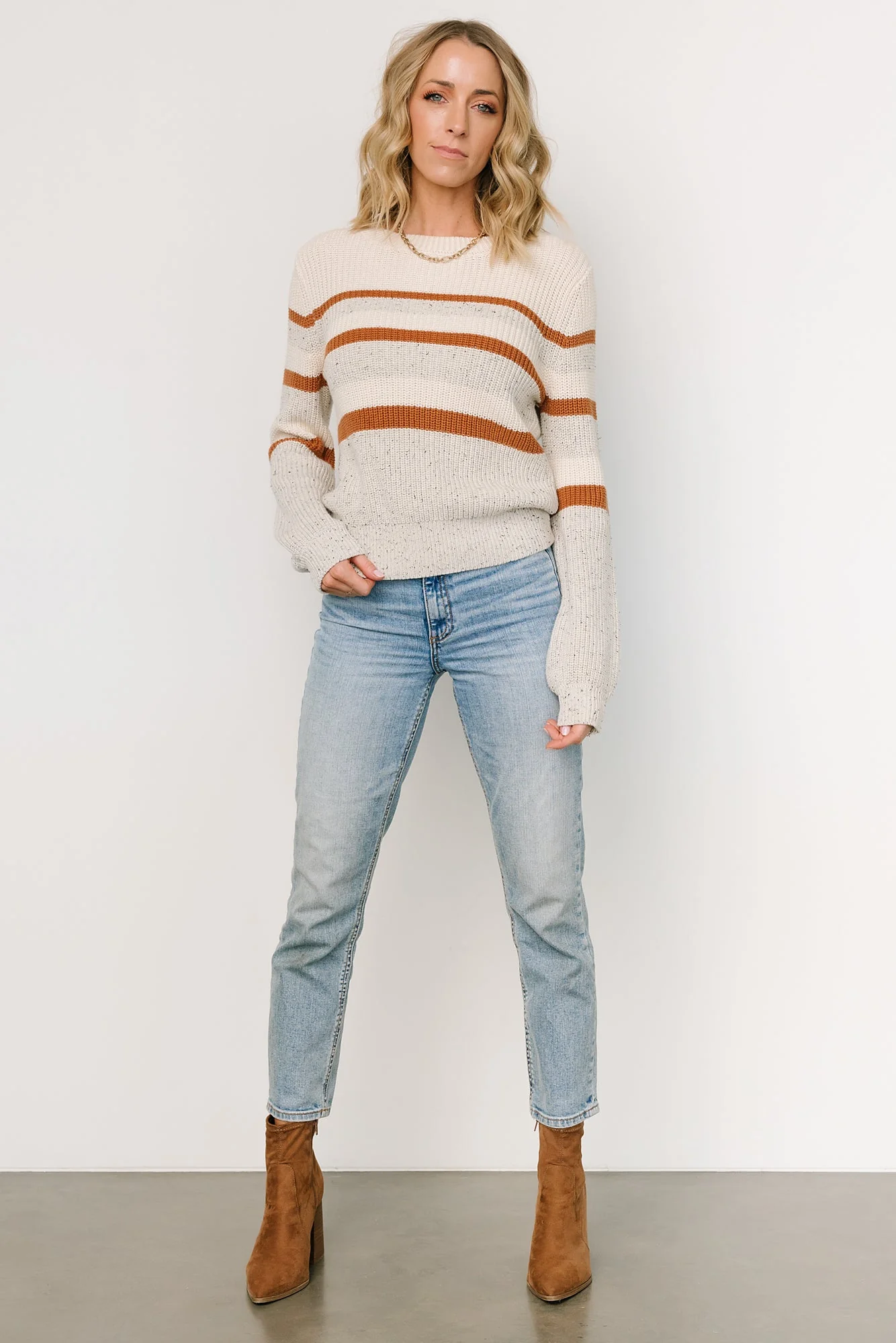 Peyton Striped Sweater | Cream + Camel