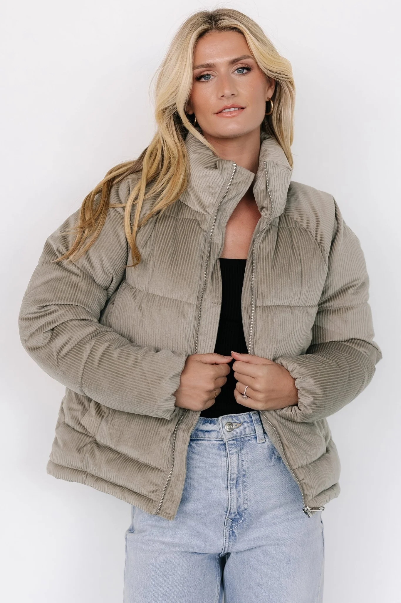 Holden Corduroy Puffer Jacket | Dusty Sage