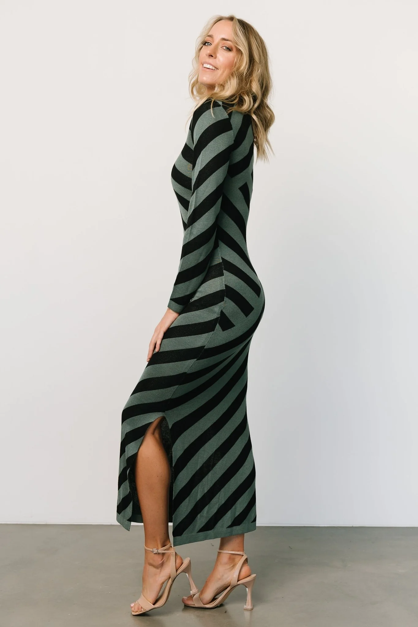 Milan Sweater Dress | Green + Black