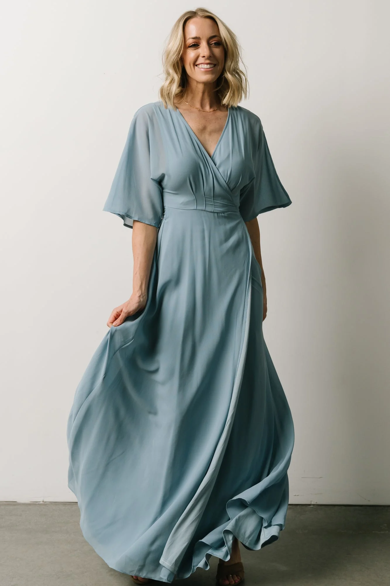 Lilly Wrap Maxi Dress | Dusty Blue
