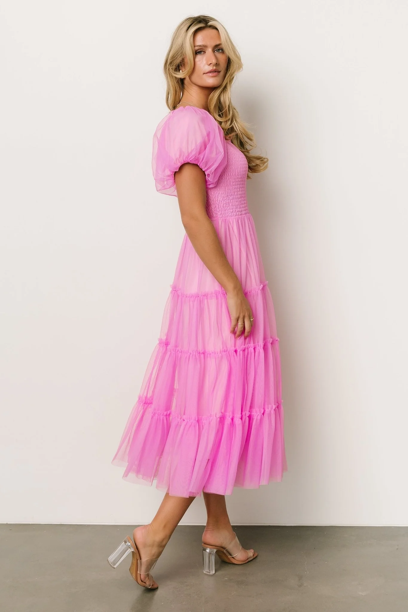 Liv Tulle Midi Dress | Pink