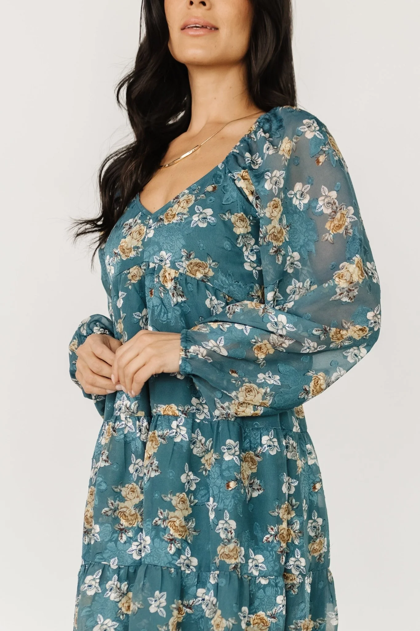 Lombard Tiered Dress | Blue + Gold