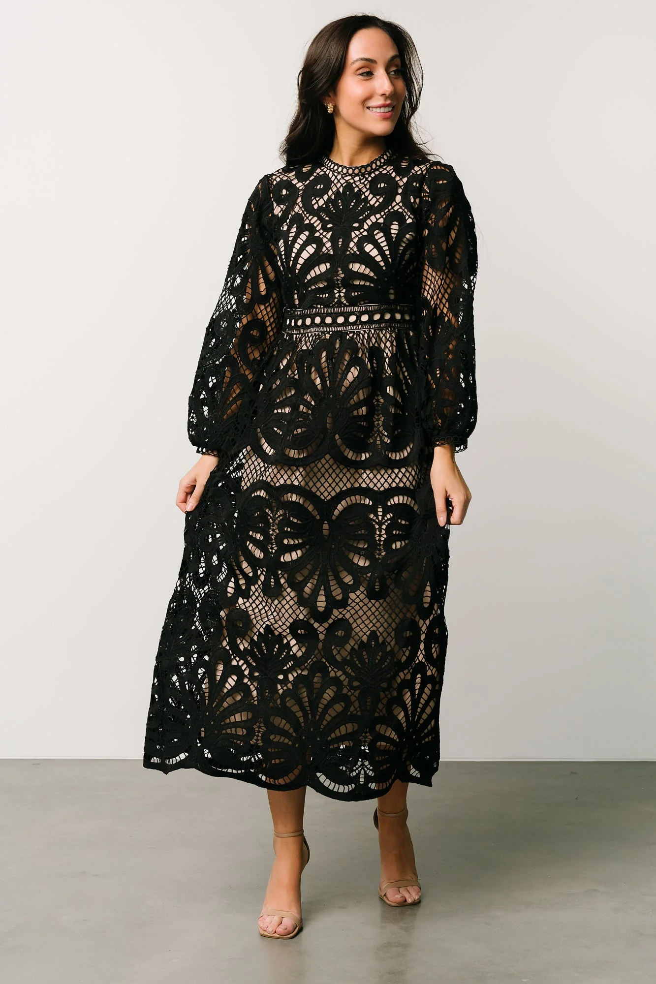 Eldora Lace Midi Dress | Black