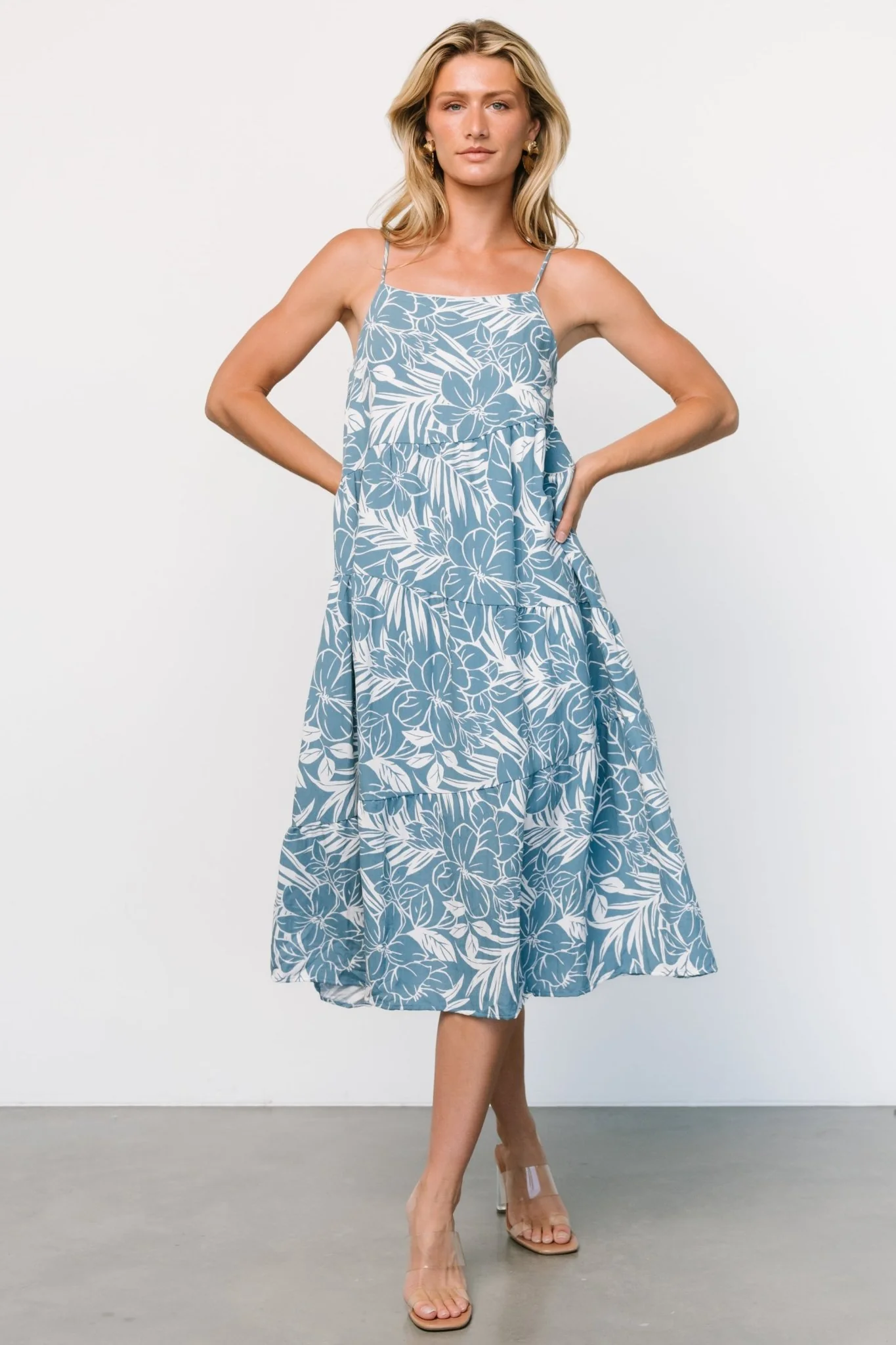 Sonora Midi Dress | Dusty Blue Print
