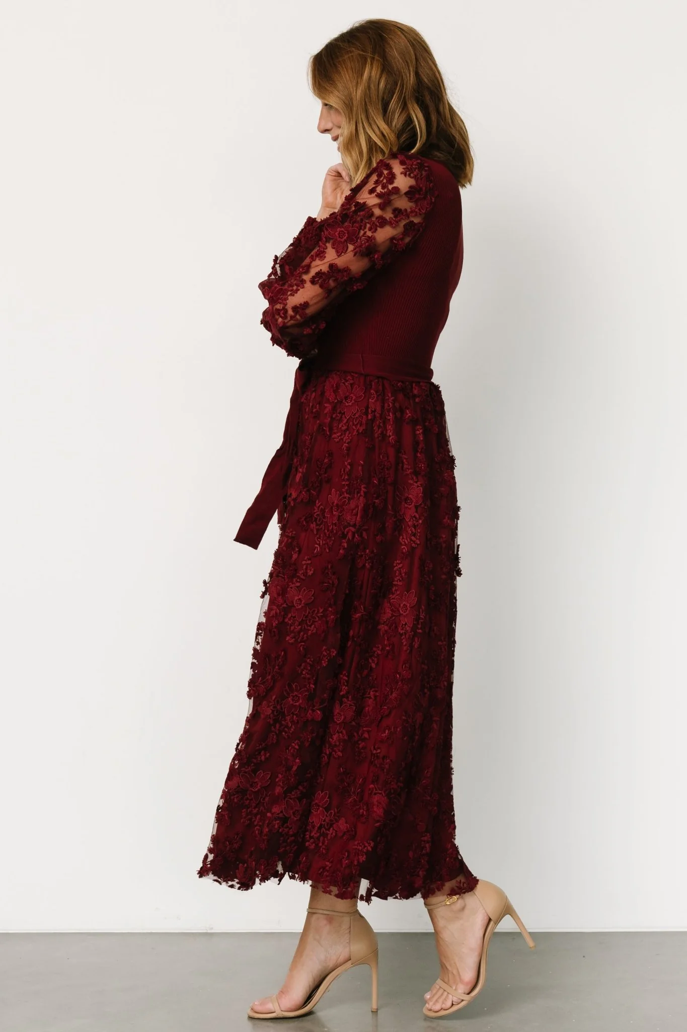 Roslyn Embroidered Dress | Wine