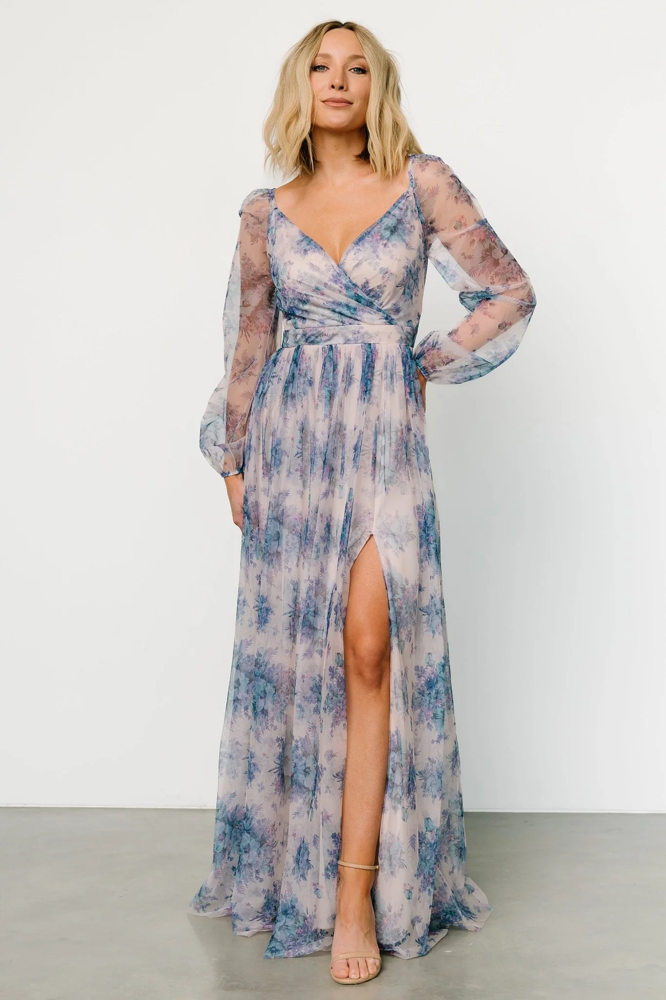 Desiree Tulle Maxi Dress | Natural + Slate Floral