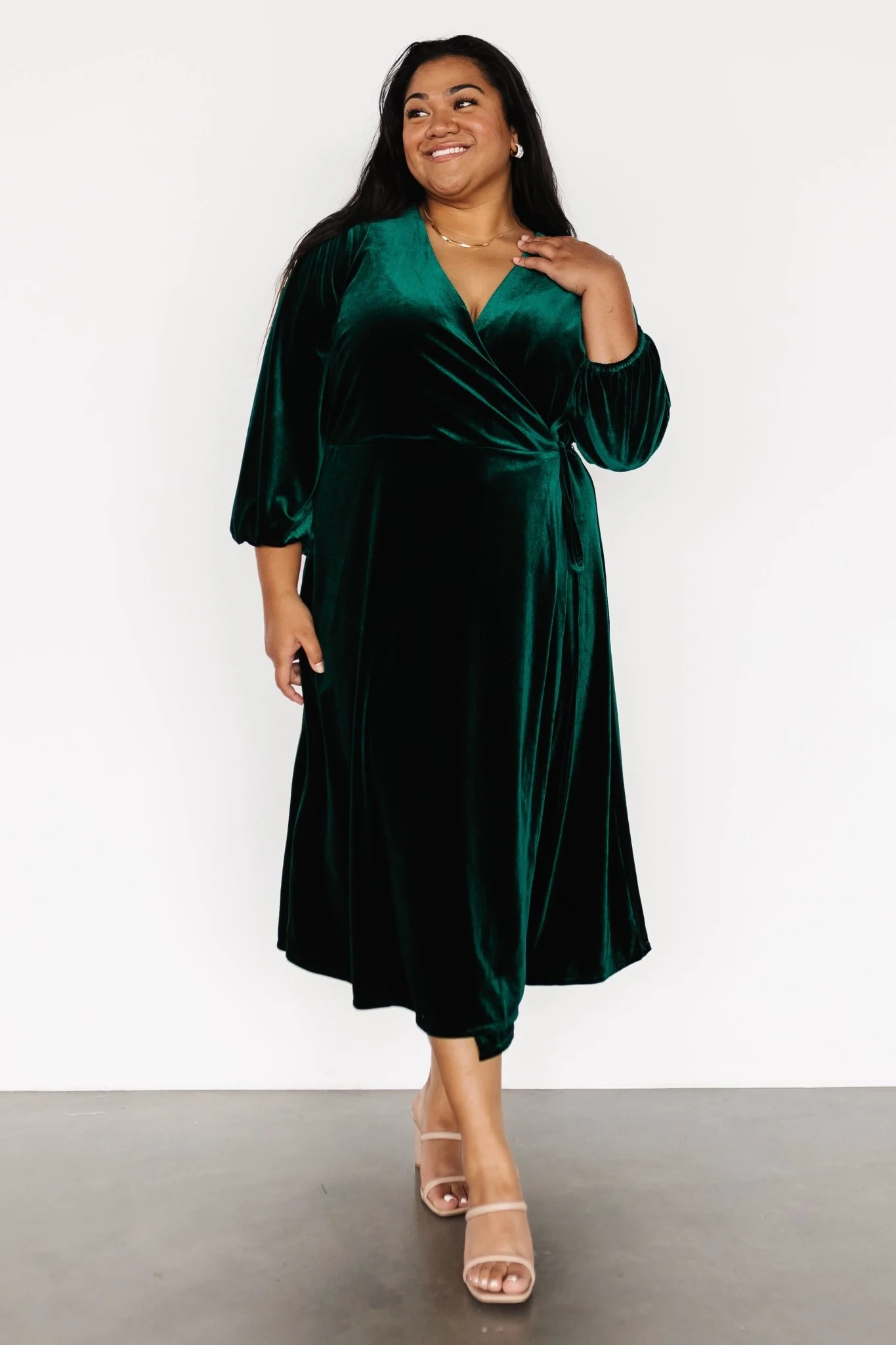 Beckinsale Velvet Wrap Dress | Dark Green
