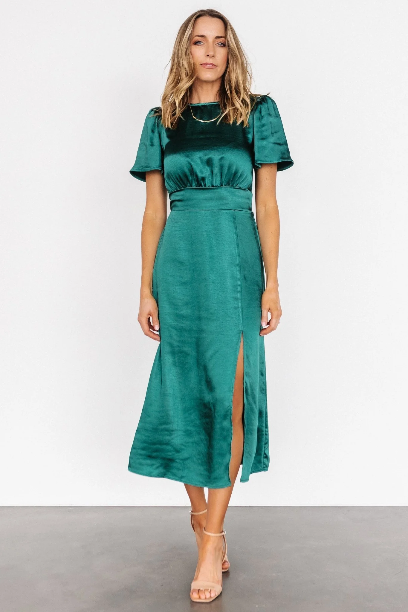 Allie Satin Dress | Emerald