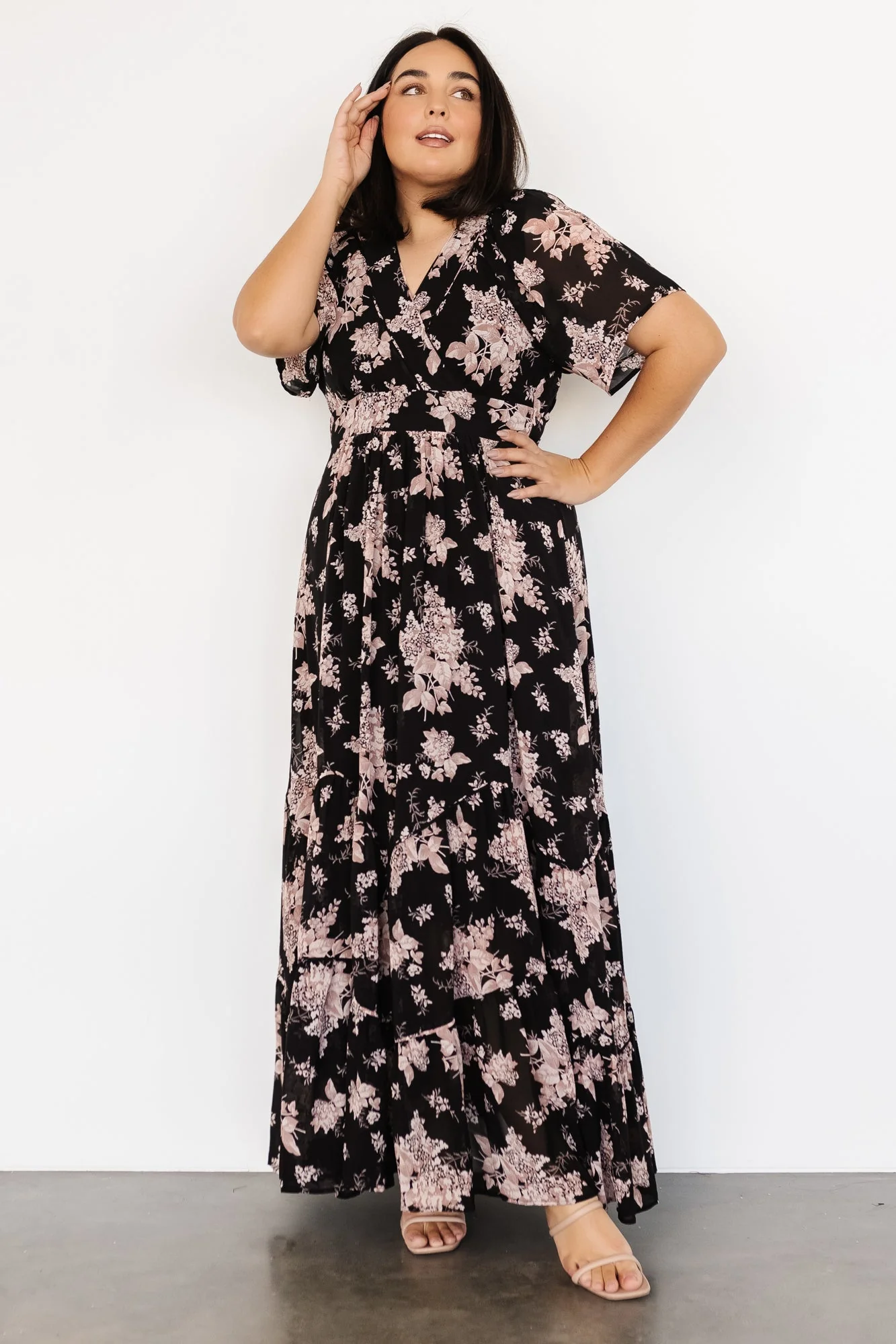 Katherine Maxi Dress | Black + Blush Floral