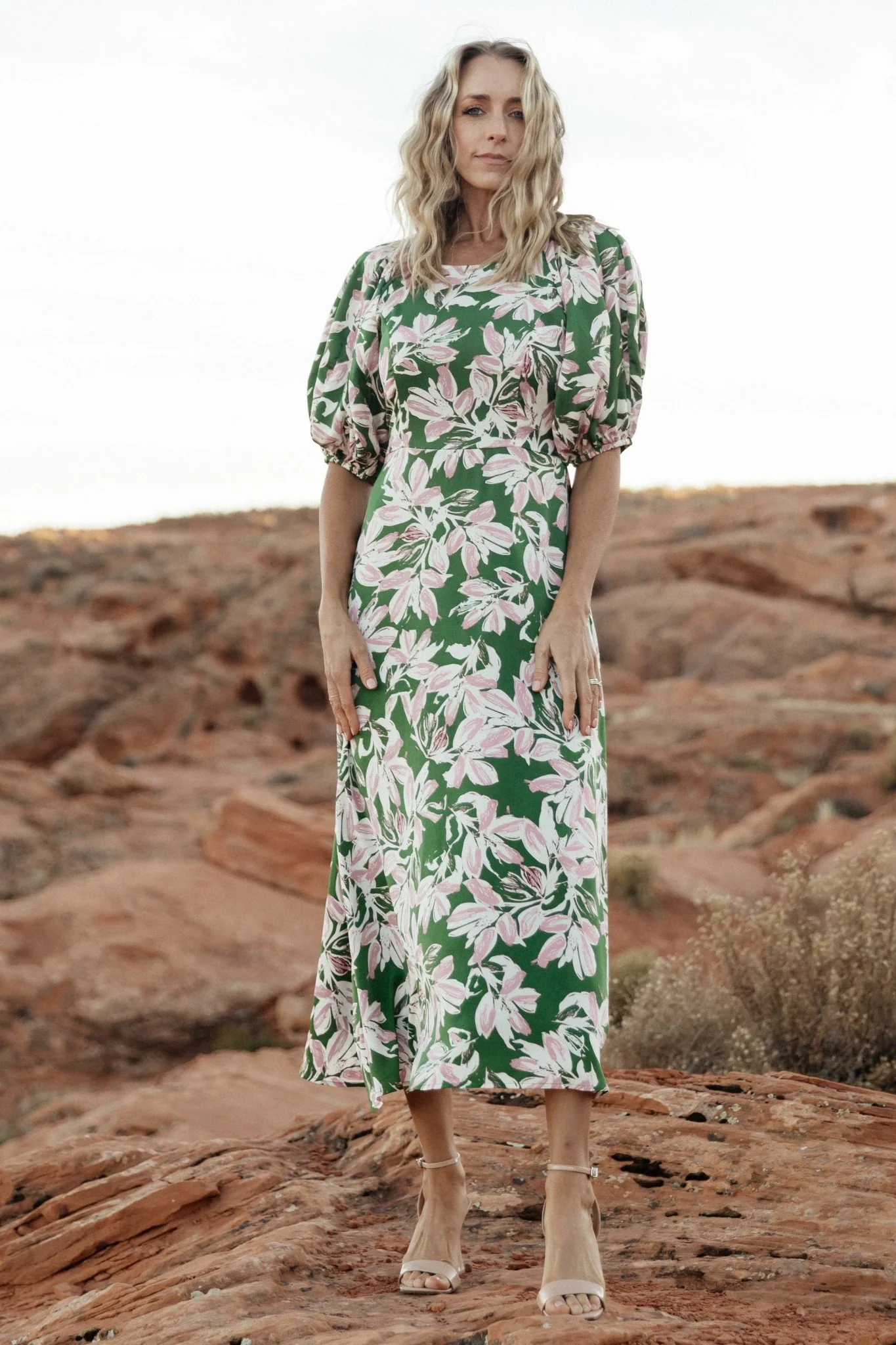 Tucson Midi Dress | Green + Pink