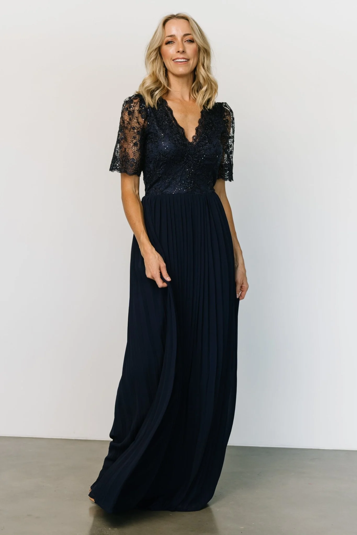 Josephine Pleated Maxi Dress | Navy
