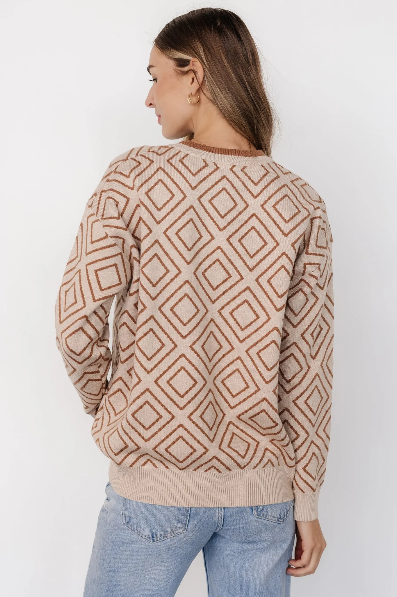 Asther Diamond Sweater | Oatmeal + Camel