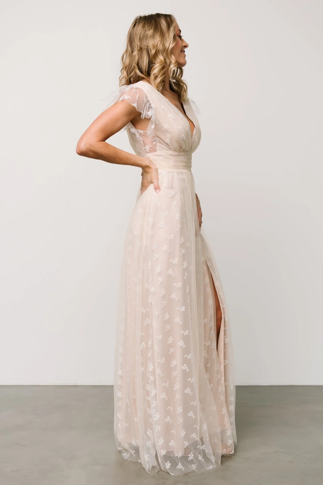 Caterina Tulle Maxi Dress | Natural + White